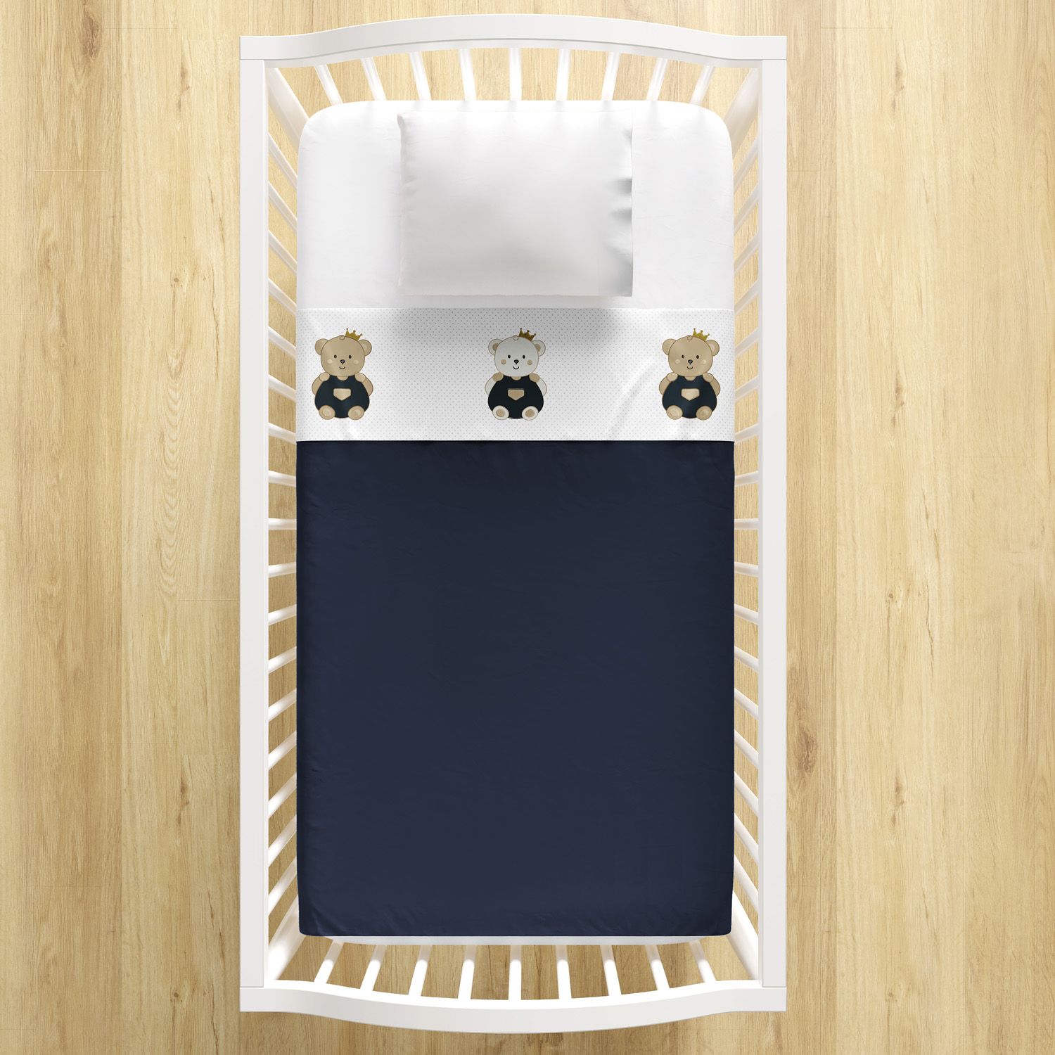 Jogo de Lençol Berço Ursinho Realeza 3 peças