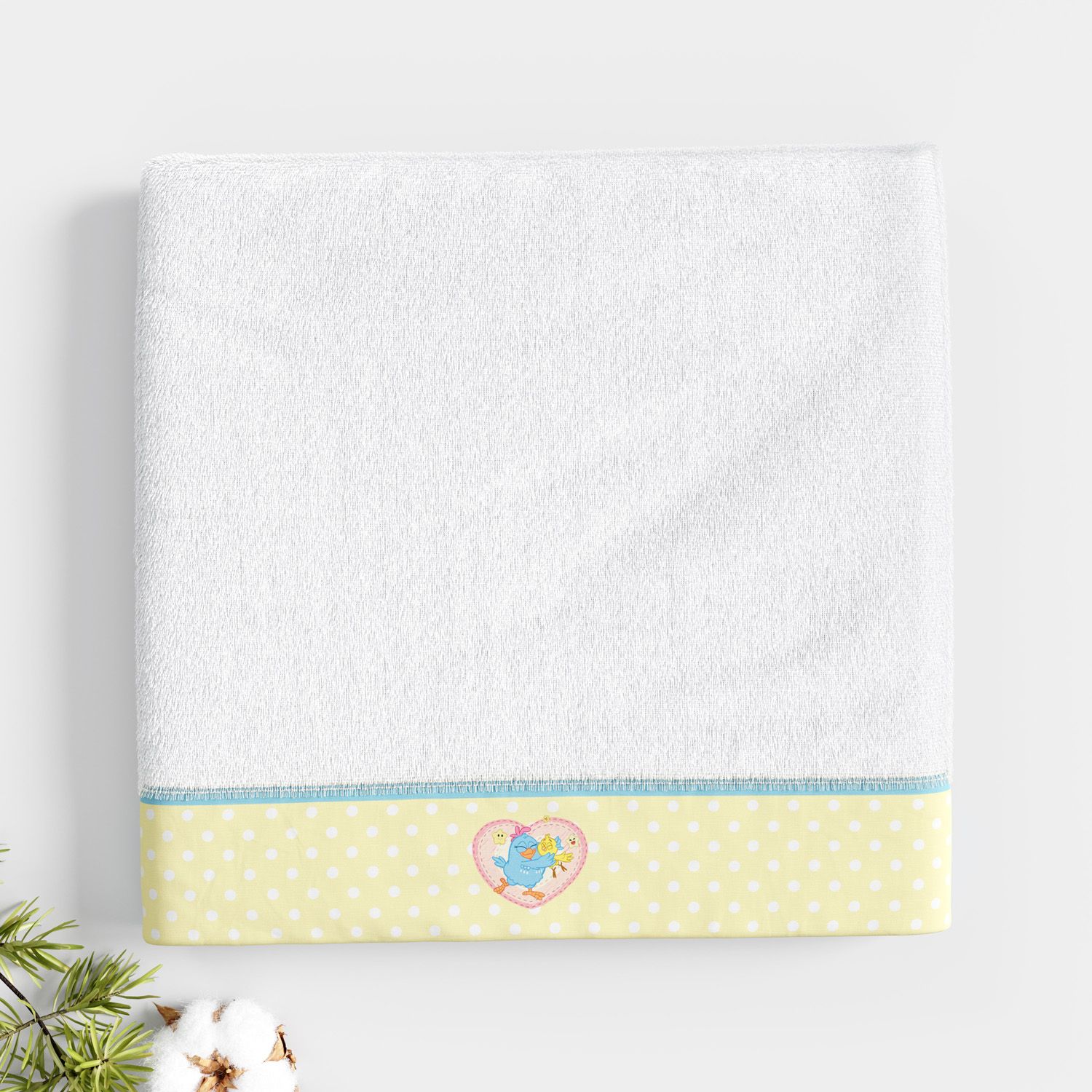 Toalha Fralda Galinha Pintadinha Poá Amarelo 1,05M