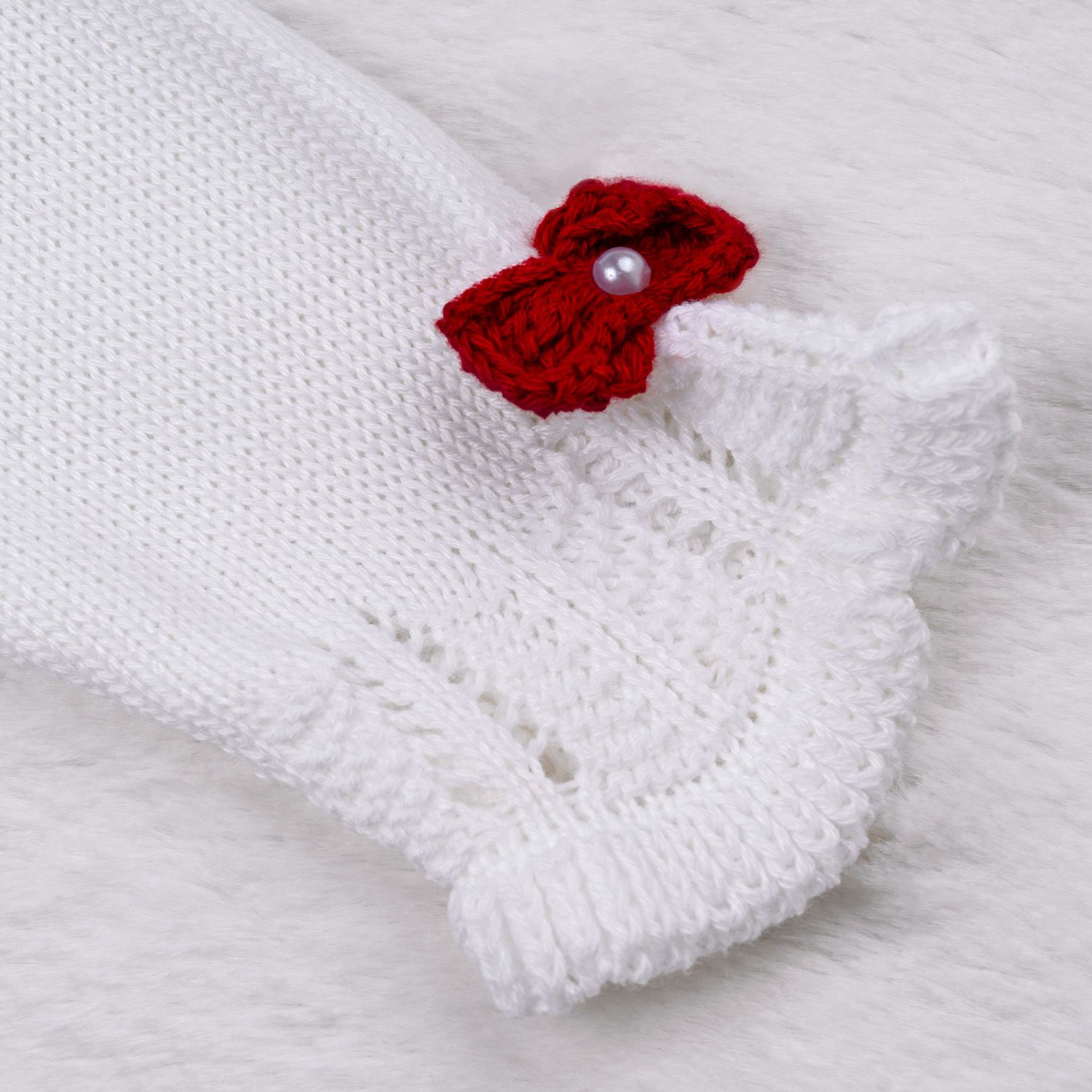 Saída Maternidade Tricot Tricot Ladylike Pérola Branco e Azul Marinho 03 Peças