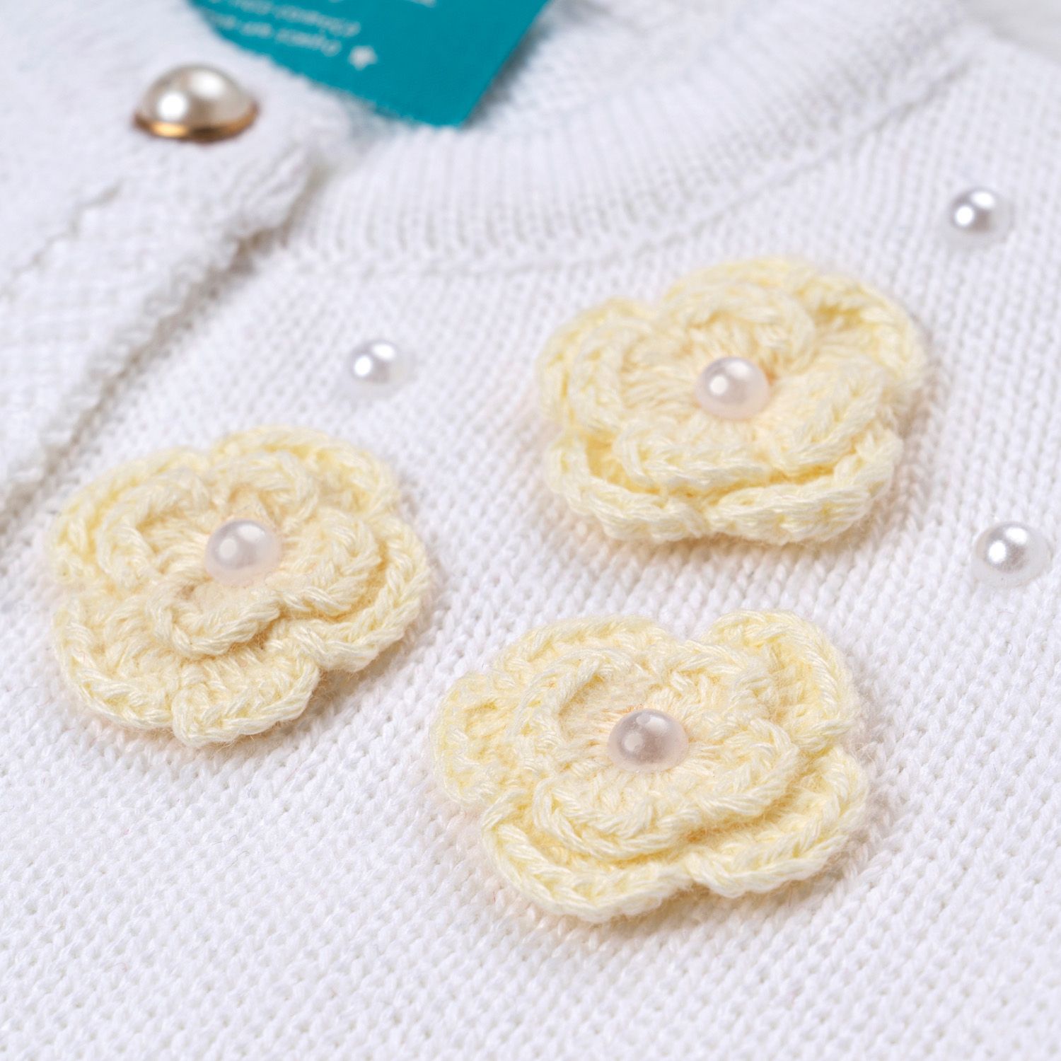 Saída Maternidade Tricot Ladylike Flor e Pérola Nude Rosé 03 Peças