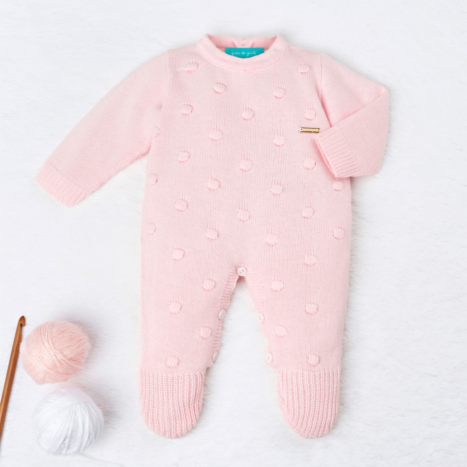 Saída Maternidade Tricot Bolinha Vermelho 02 Peças