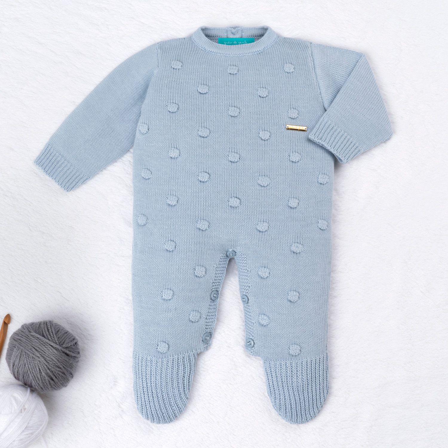 Saída Maternidade Tricot Bolinha Vermelho 02 Peças