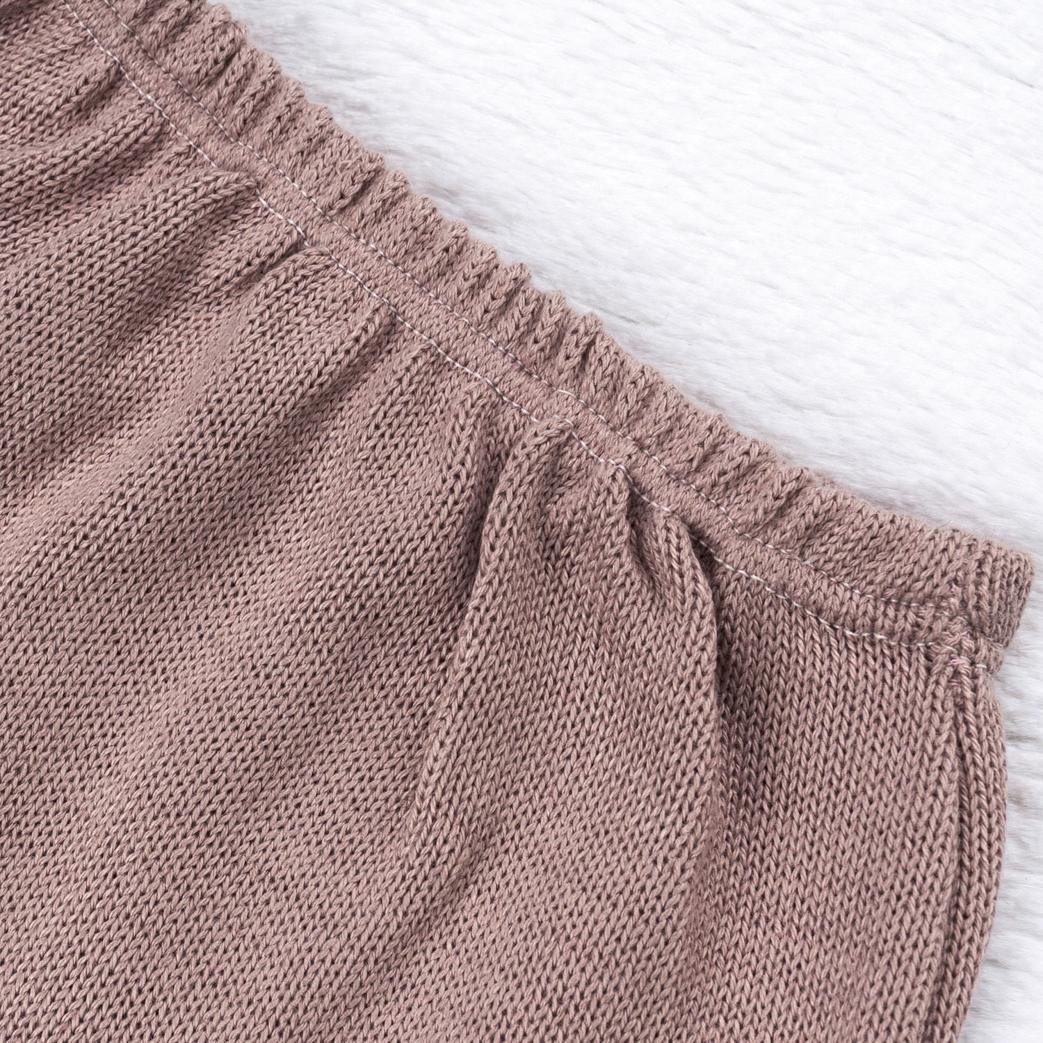 Saída Maternidade Tricot Primeiro Vestidinho com Pérolas Rosa 03 Peças