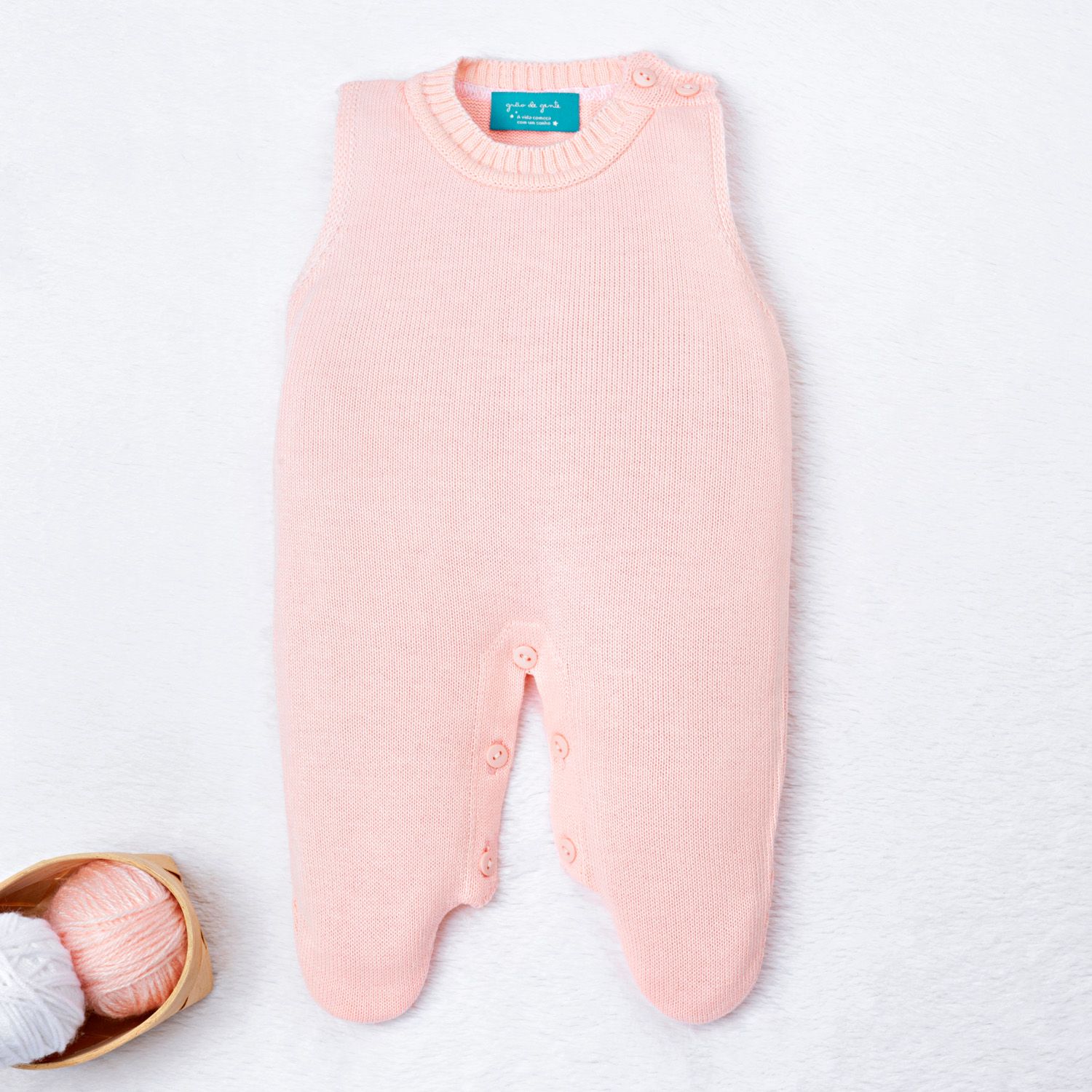 Saída Maternidade Tricot Drapeado Pérola Nude Rosé 03 Peças