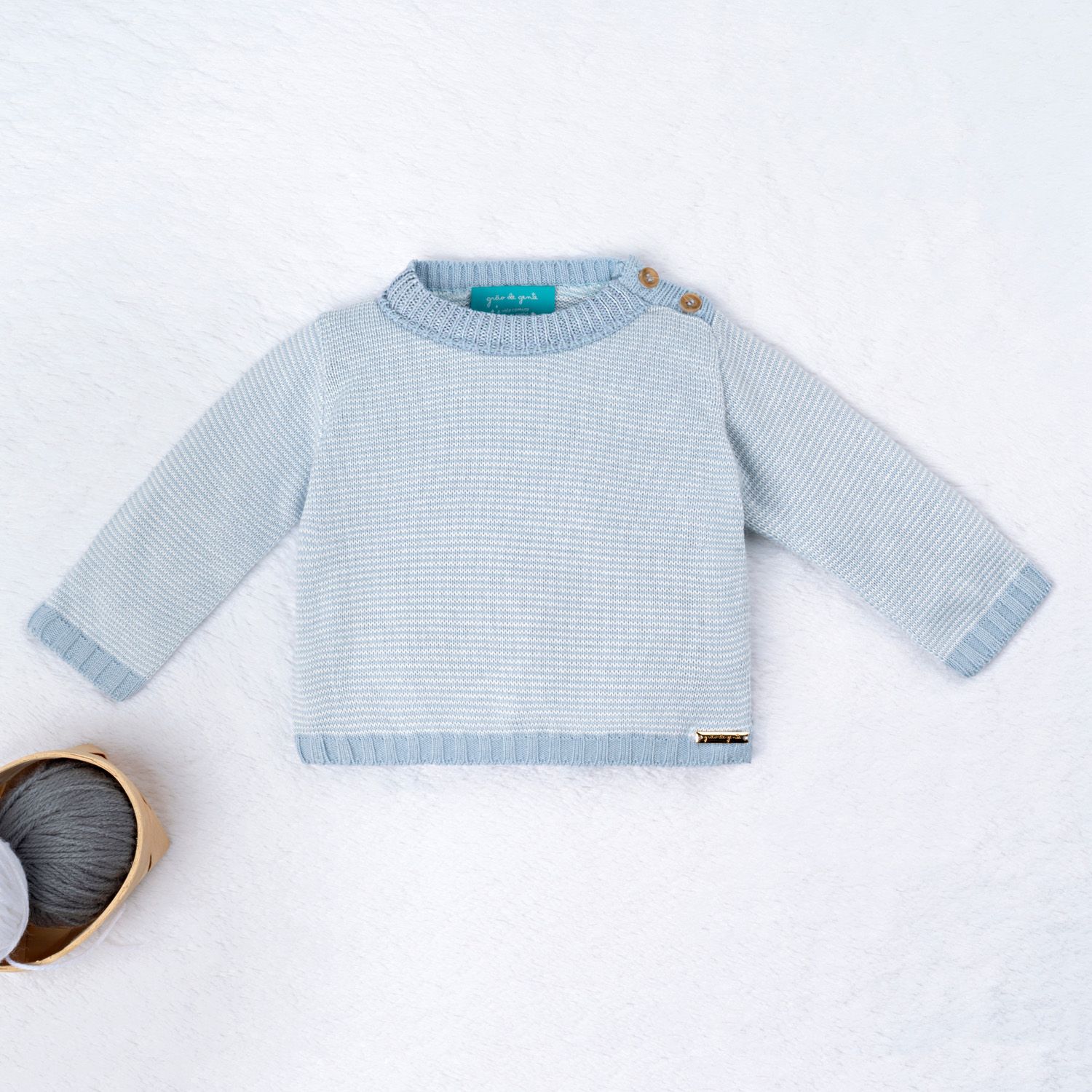 Saída Maternidade Tricot Micro Chevron Verde e Branco 03 Peças