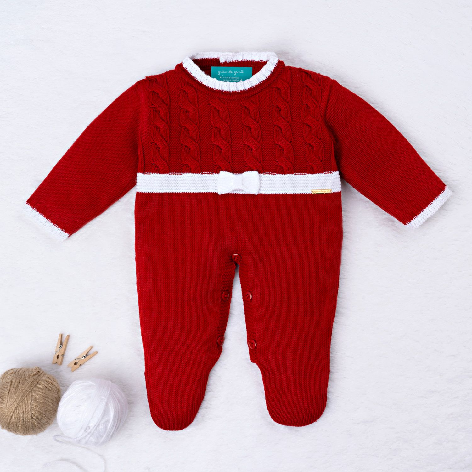 Saída Maternidade Tricot Trança Lacinho Azul e Rosa 02 Peças