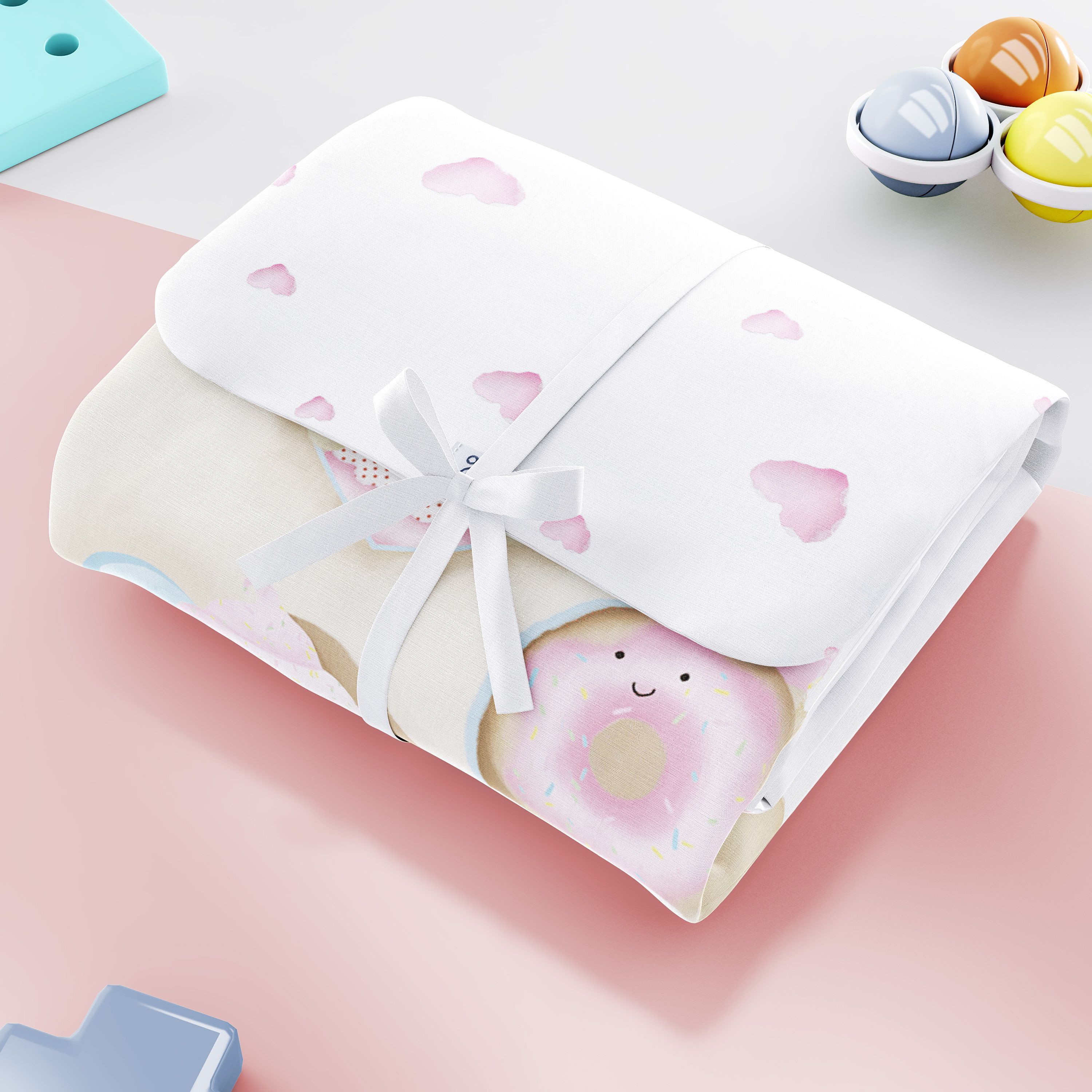 Kit Almofada Amamentação Docinho Colorido + Trocador de Fraldas Portátil Casinha Doce Encanto