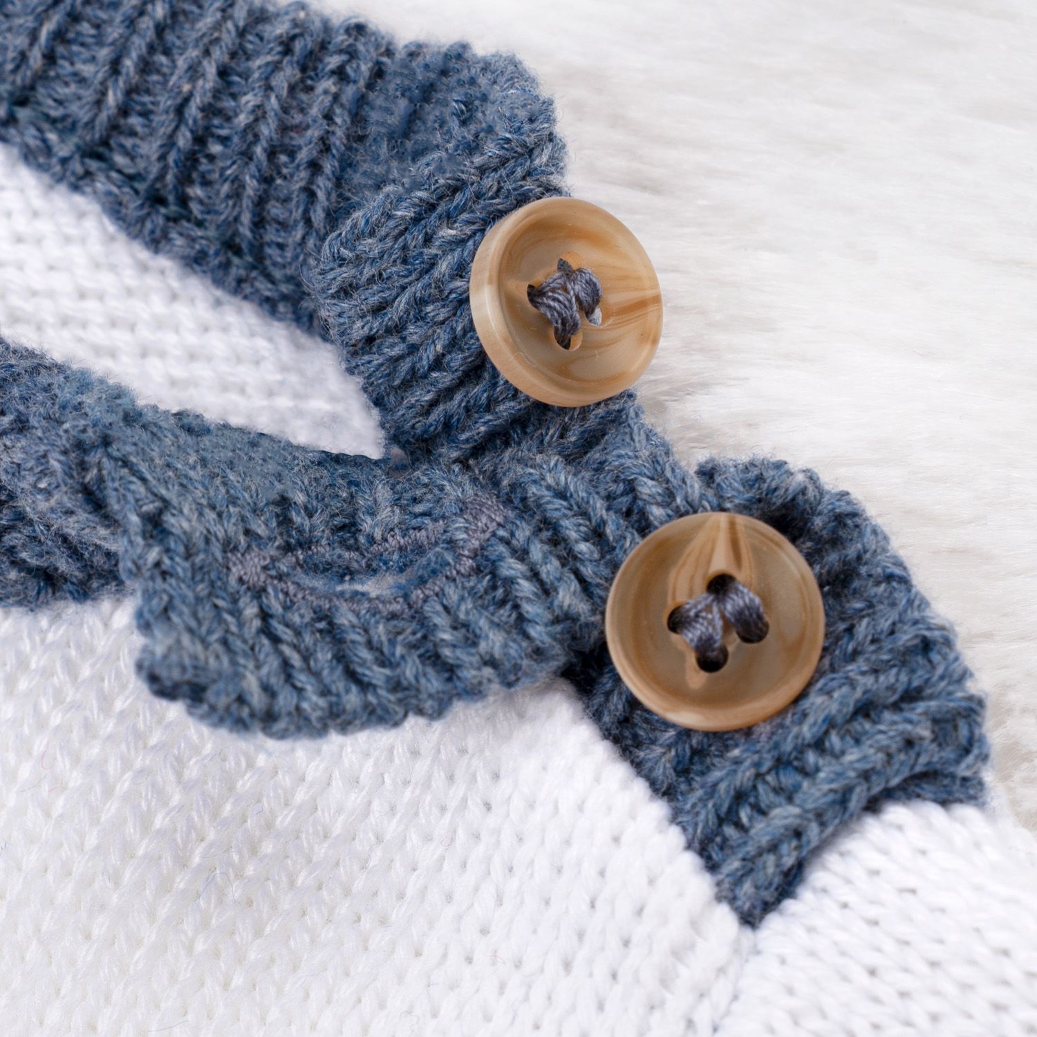 Saída Maternidade Tricot Listra Azul Jeans 3 Peças