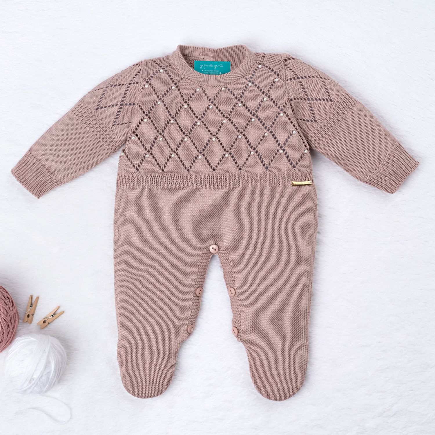 Macacão Tricot Pérola Duquesa Vermelho