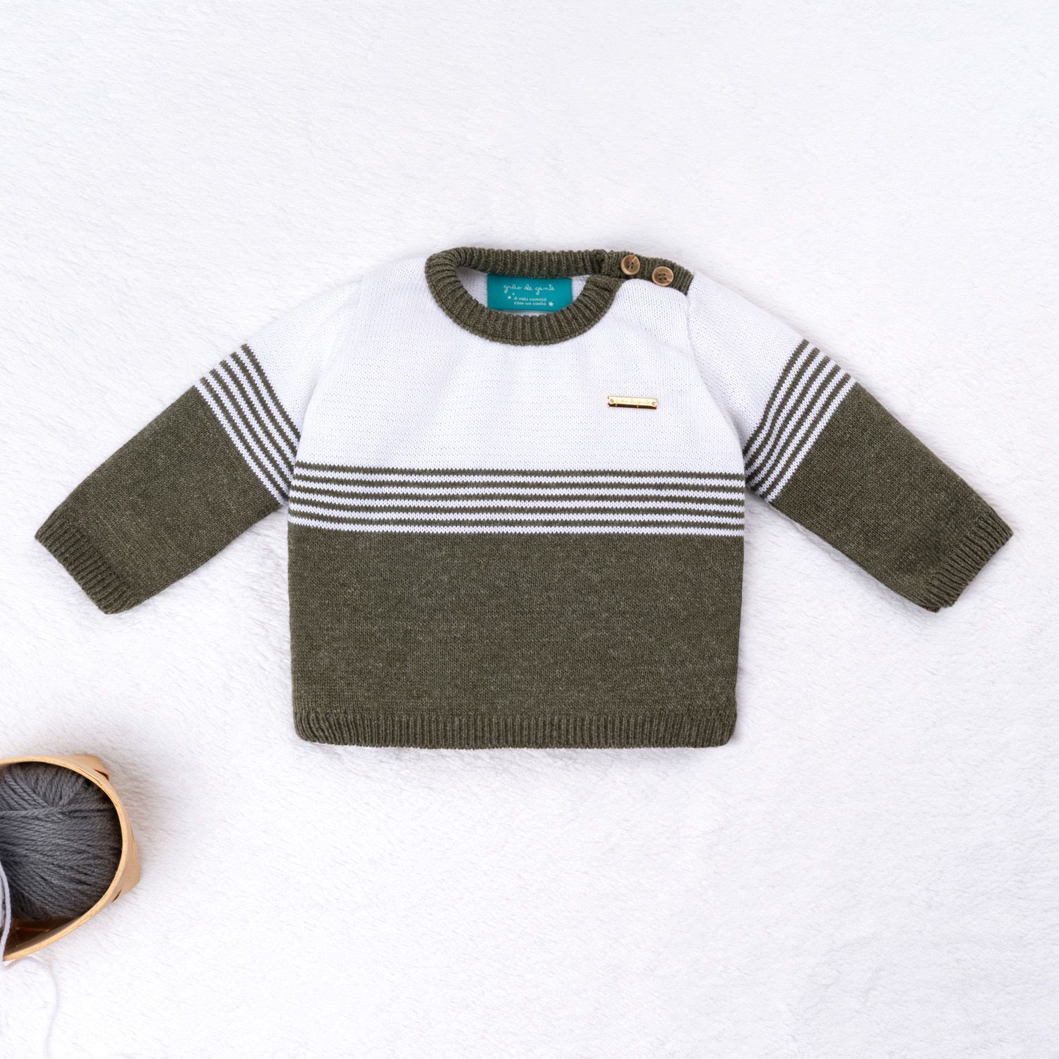 Casaquinho Tricot Listra Azul Jeans