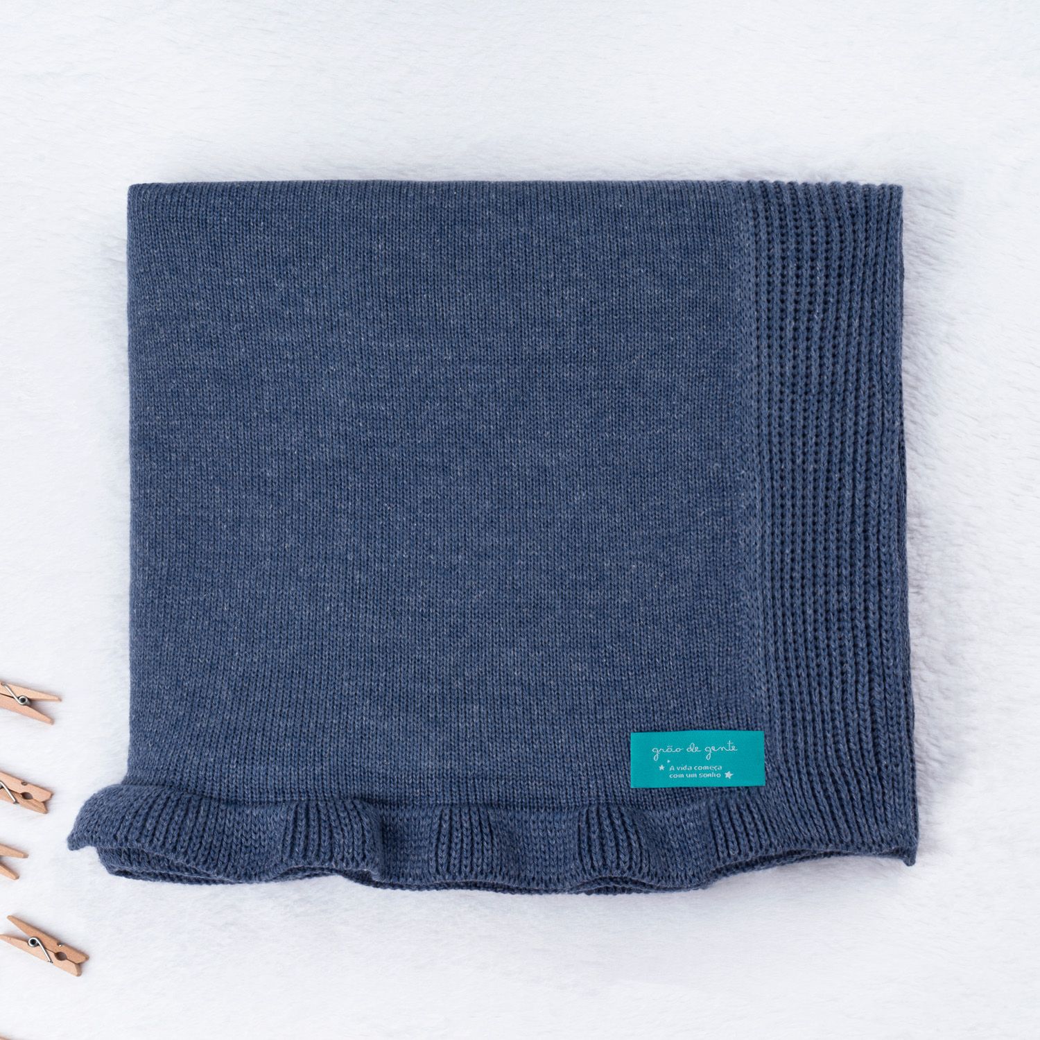 Manta Bebê Tricot Babado Rosé Nude 80cm