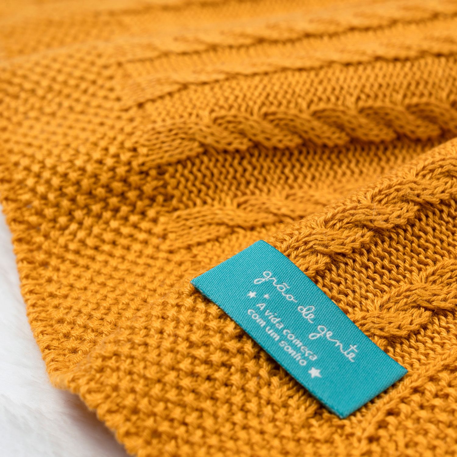 Manta Bebê Tricot Trança Azul Marinho 80cm — vista alternativa