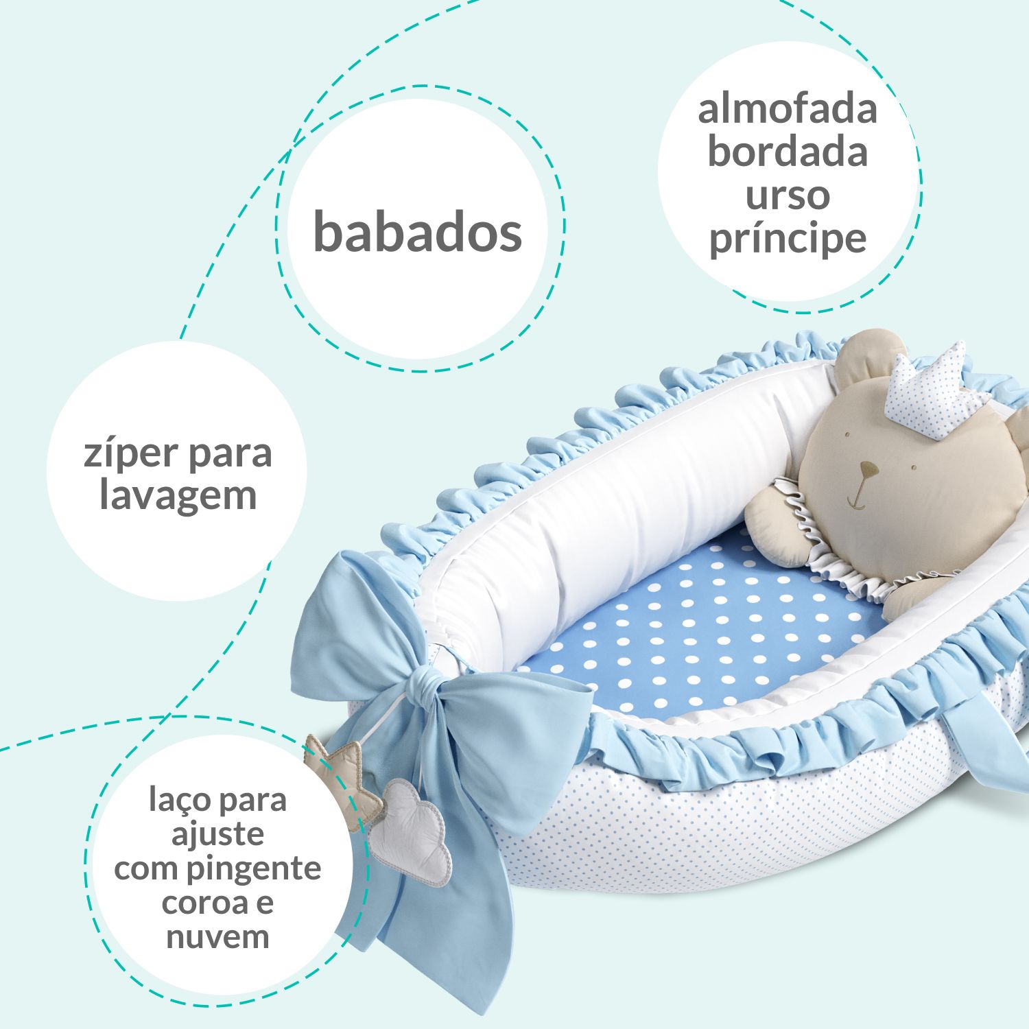 Ninho para Bebê Redutor de Berço Amiguinha Ursa Princesa 80cm