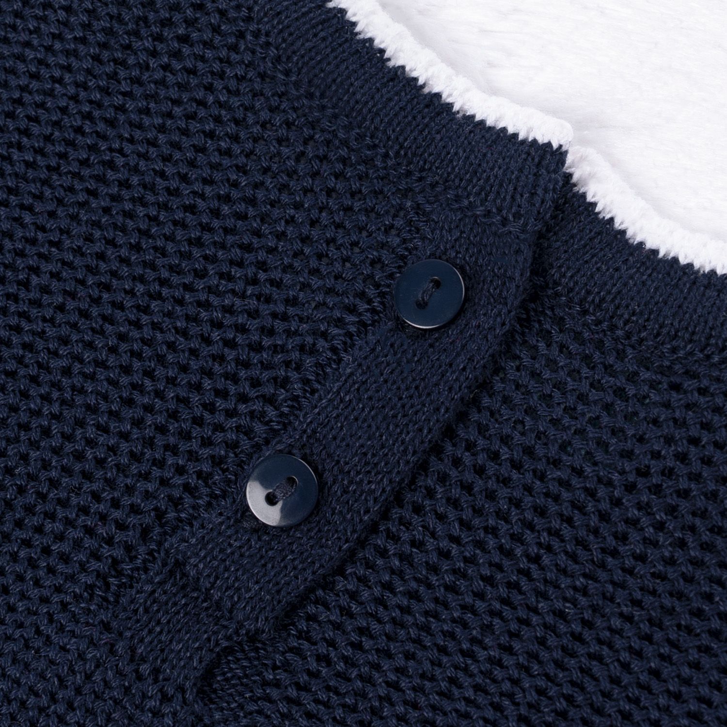 Macacão Tricot Menino Marinheiro Azul Marinho e Branco