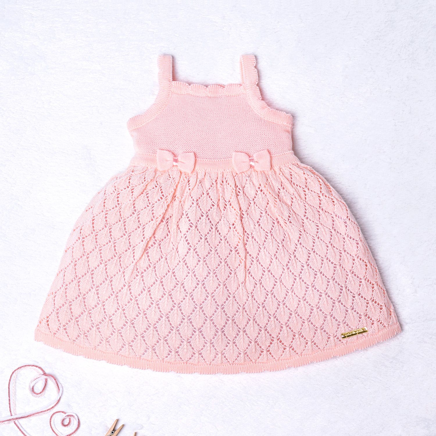 Vestido Tricot Vazado Laços Vermelho