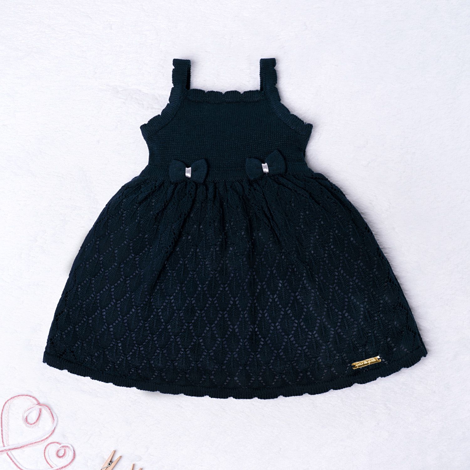 Vestido Tricot Vazado Laços Vermelho