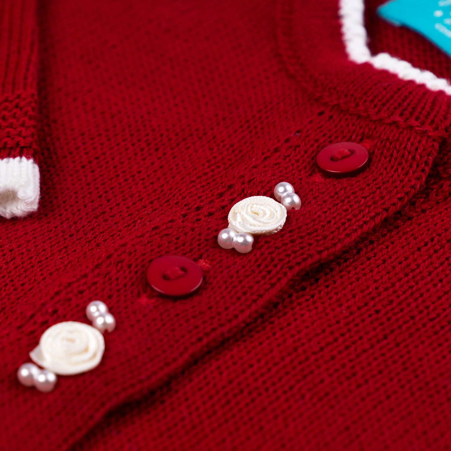 Saída Maternidade Tricot Casaquinho Flor Rococó e Macacão Branco 02 Peças