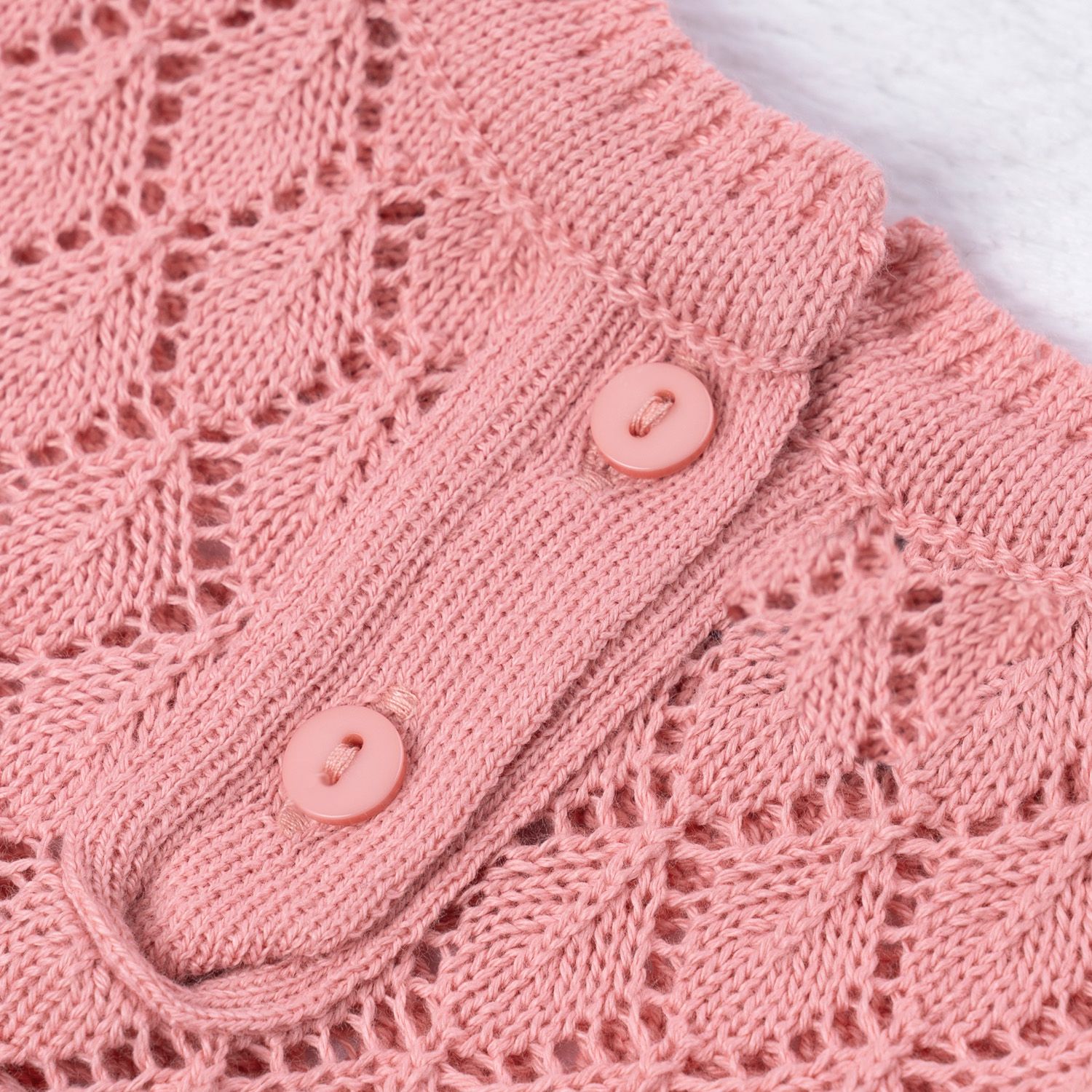 Saída Maternidade Tricot Vestido e Calça Losango Rococó Rosa Chiclete 02 Peças