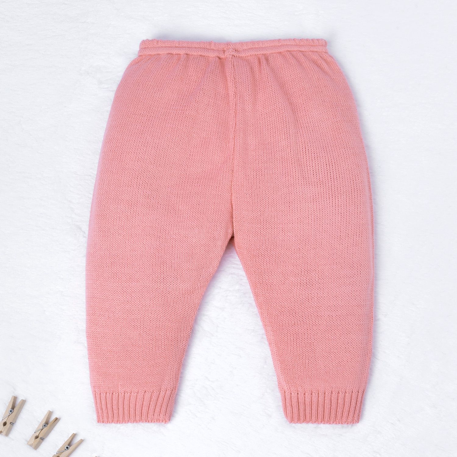 Saída Maternidade Tricot Vestido e Calça Losango Rococó Rosa Chiclete 02 Peças