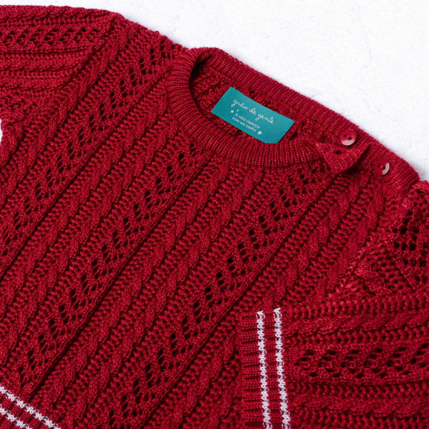 Casaquinho Tricot Trança Vermelho