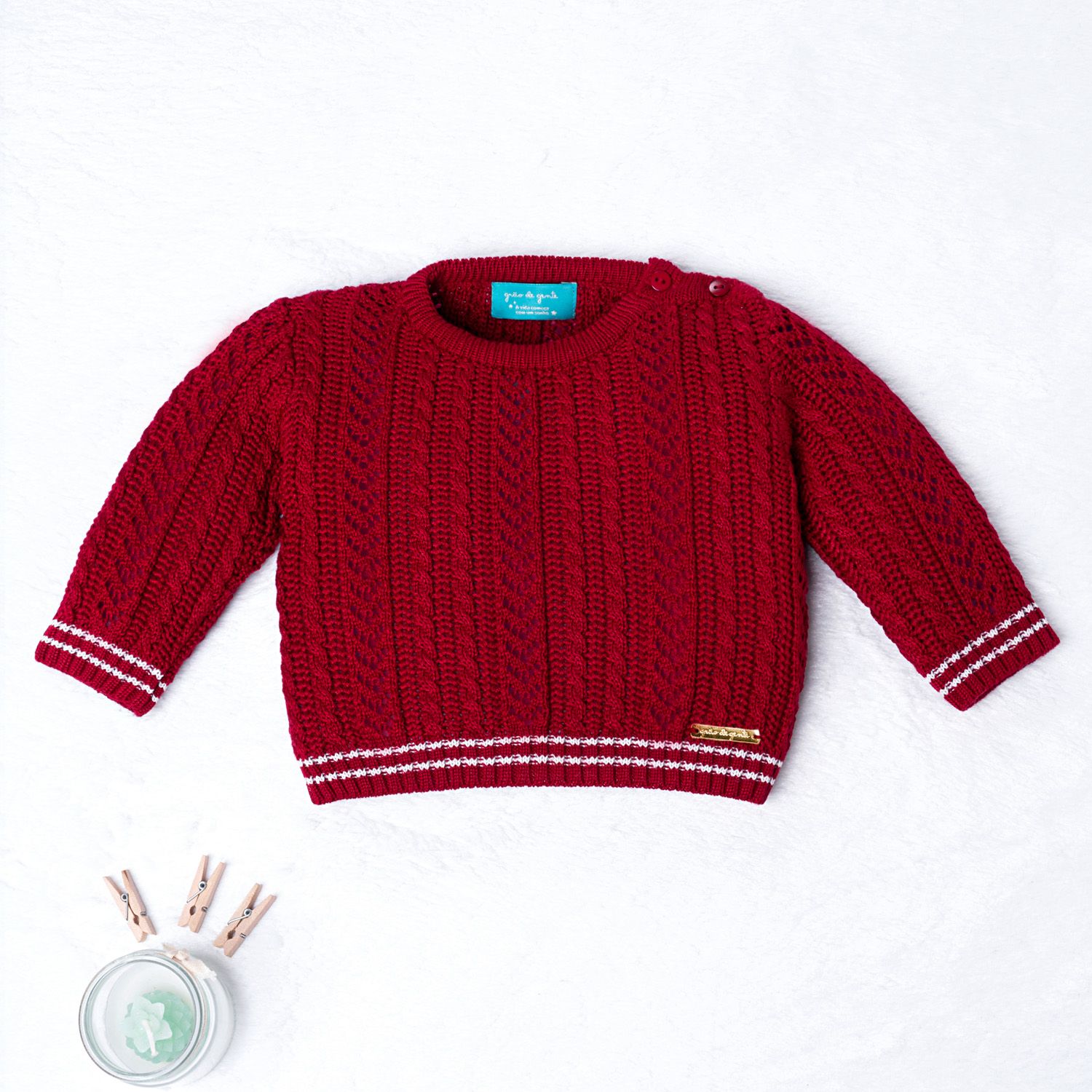 Casaquinho Tricot Trança Vermelho