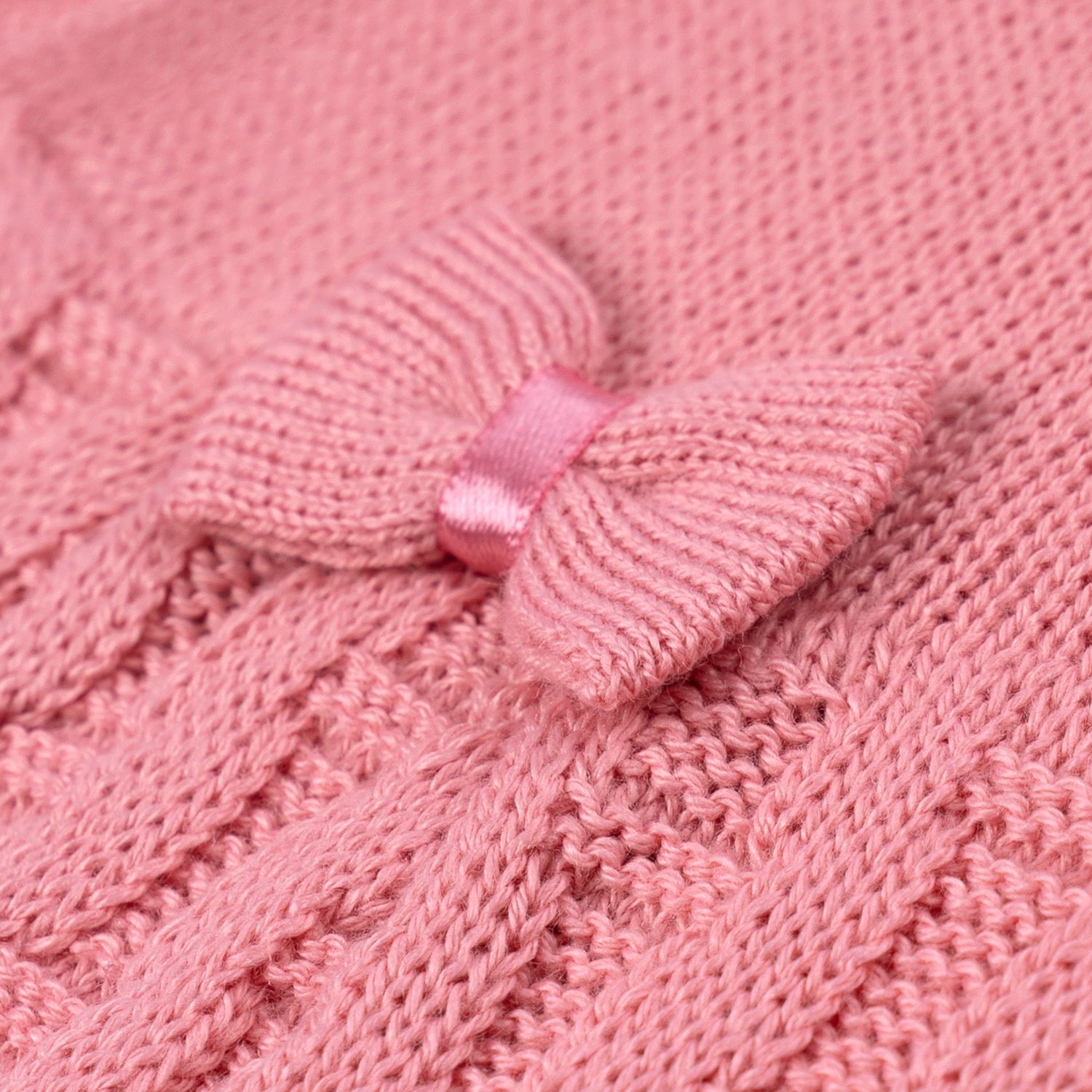 Saída Maternidade Tricot Vestido e Calça Tijolinho e Lacinhos Branco 02 Peças