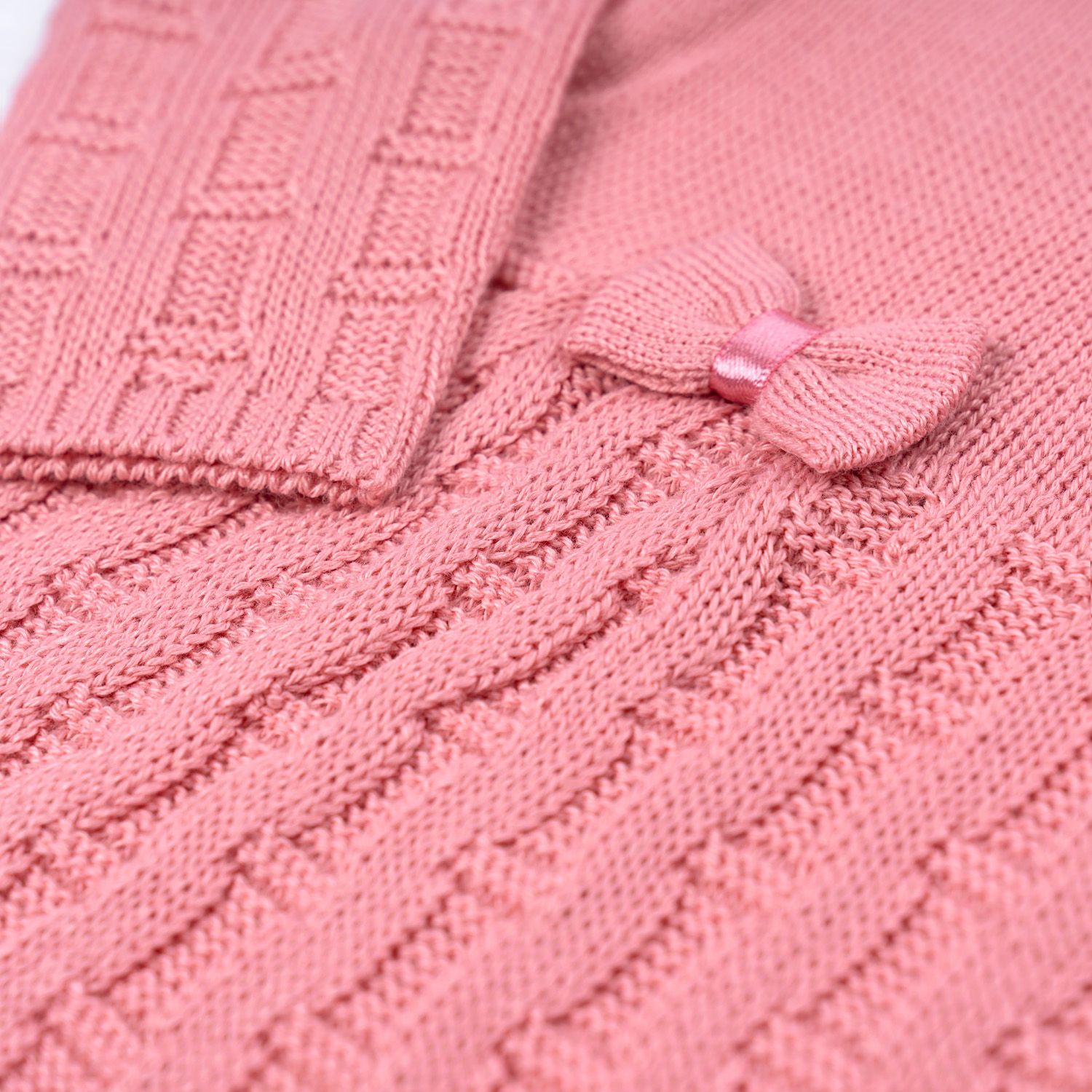 Saída Maternidade Tricot Vestido e Calça Tijolinho e Lacinhos Branco 02 Peças