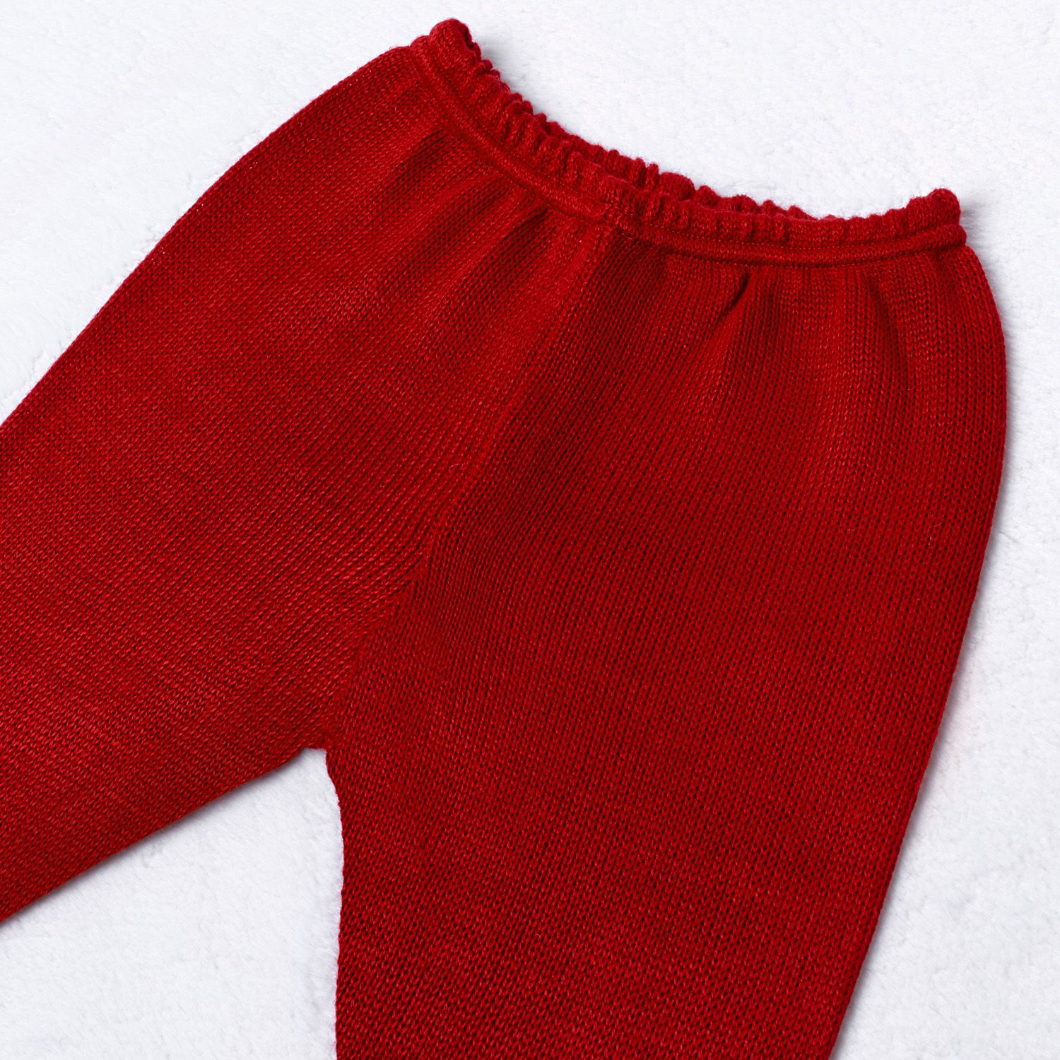 Saída Maternidade Tricot Vestido e Calça Tijolinho e Lacinhos Branco 02 Peças