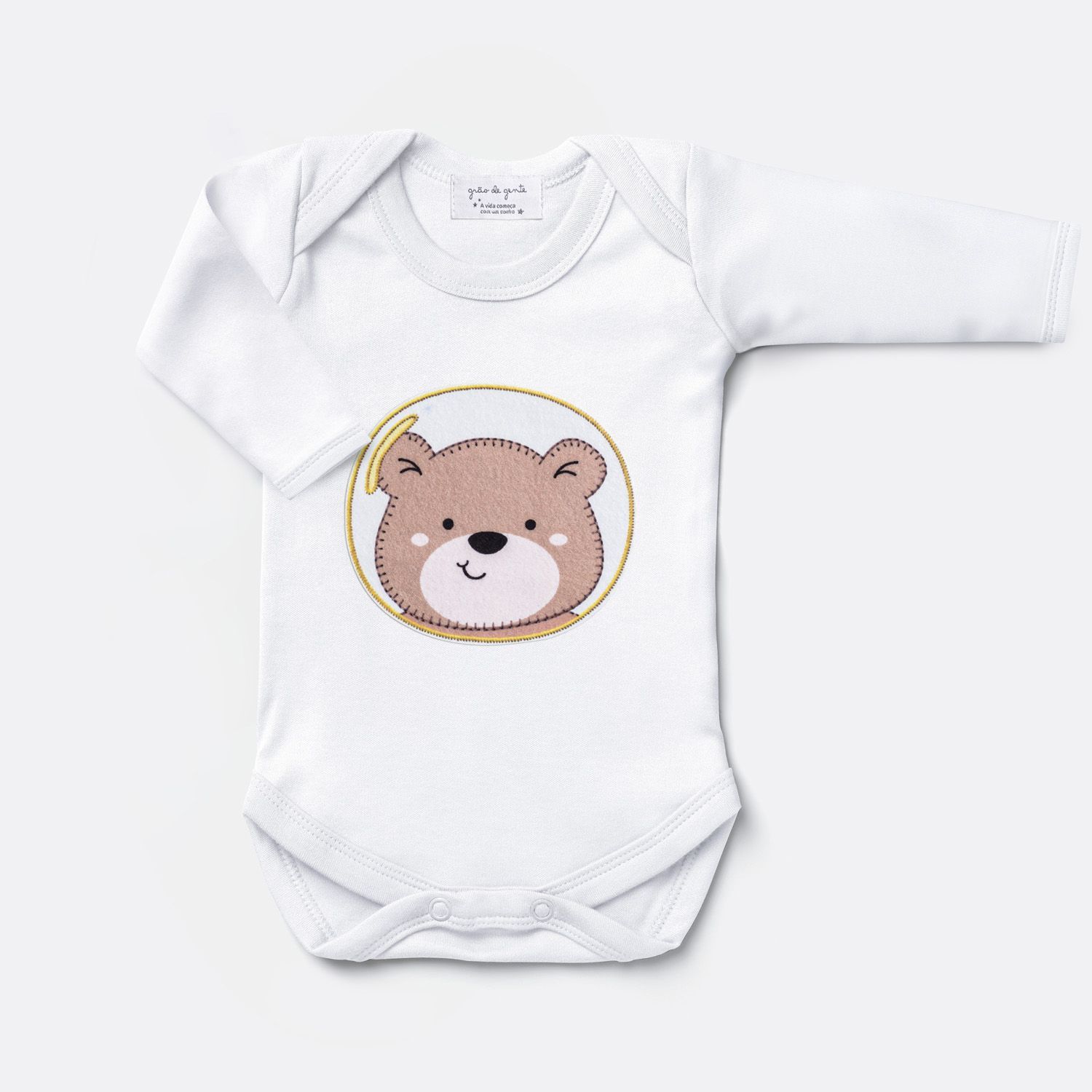 Body Manga Curta Ursinho Astronauta Tam P