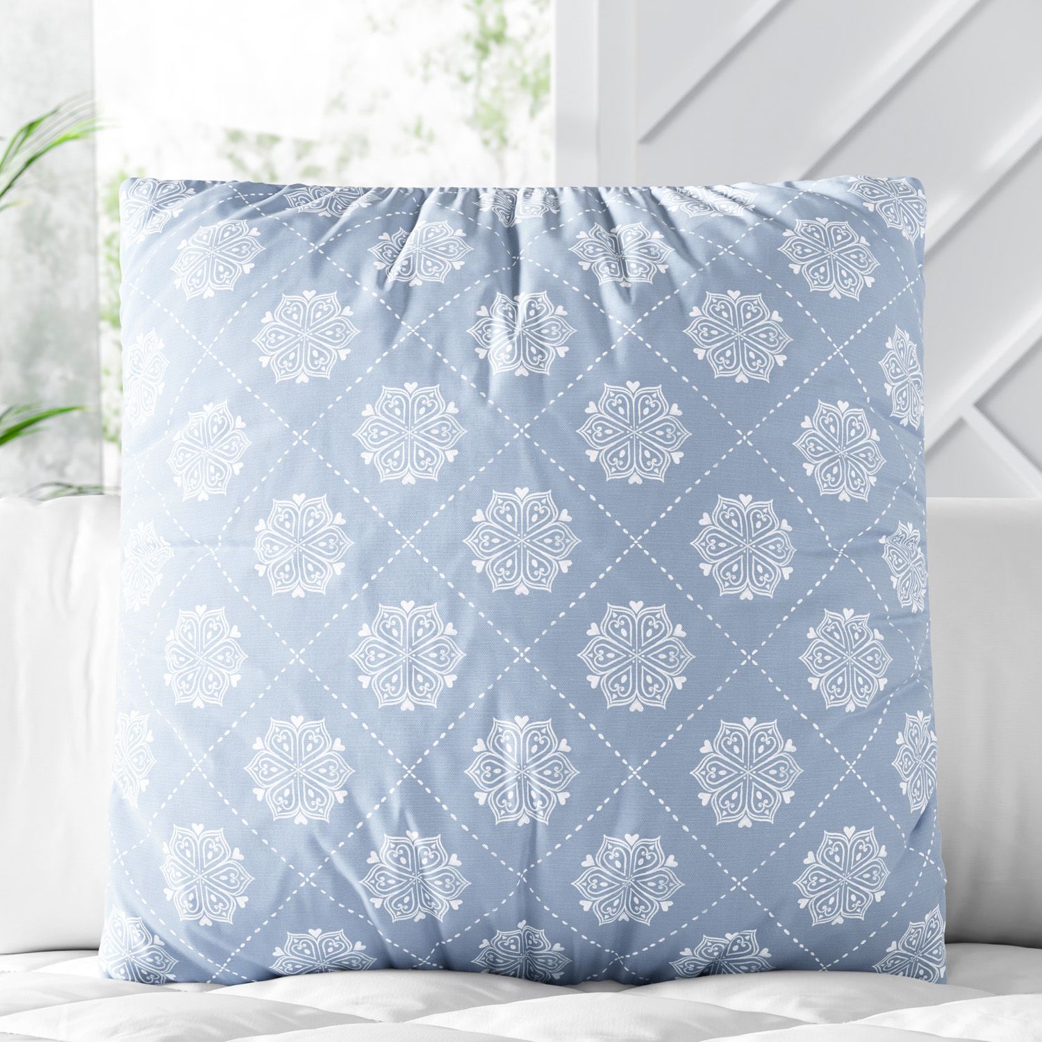 Almofada Quadrada Mandala Vintage Azul 30cm