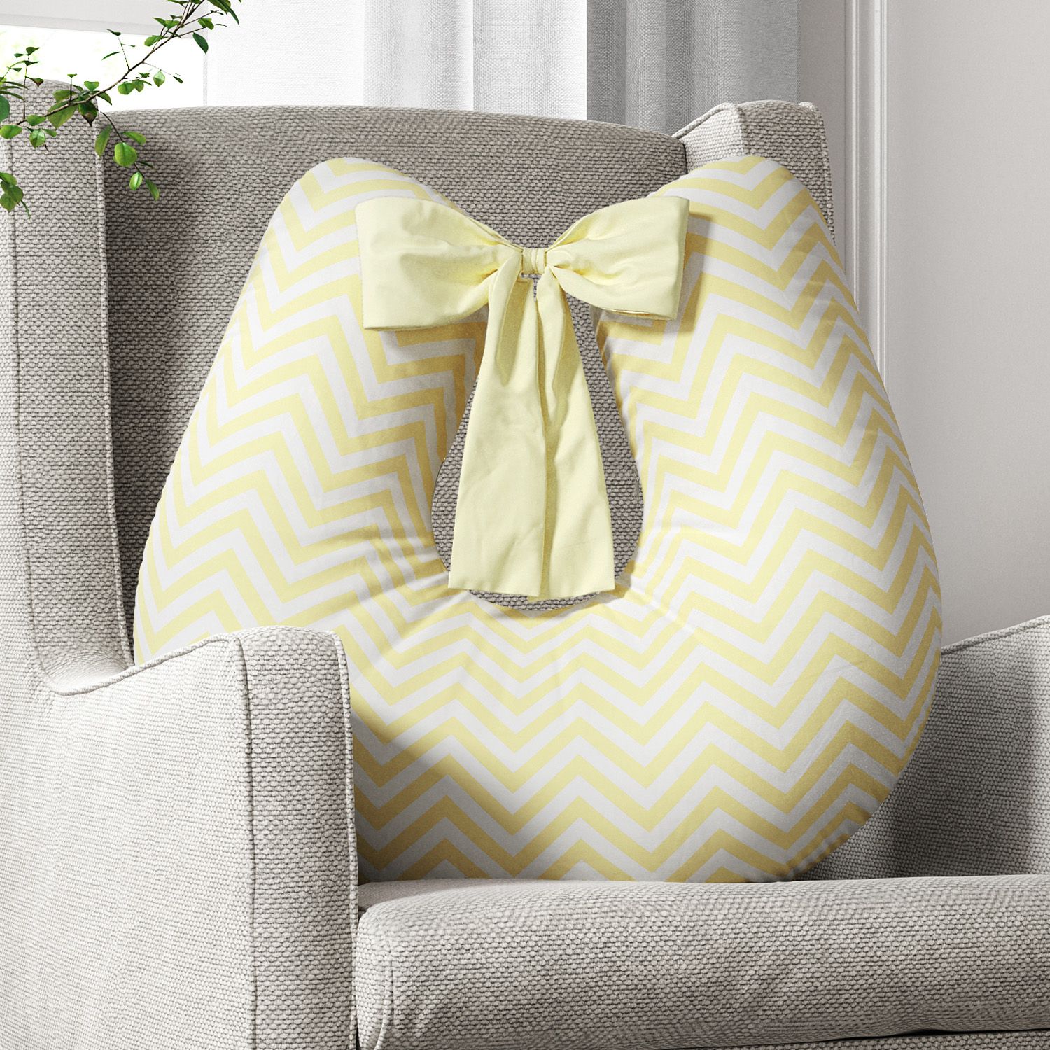 Almofada Amamentação Chevron Azul com Laço