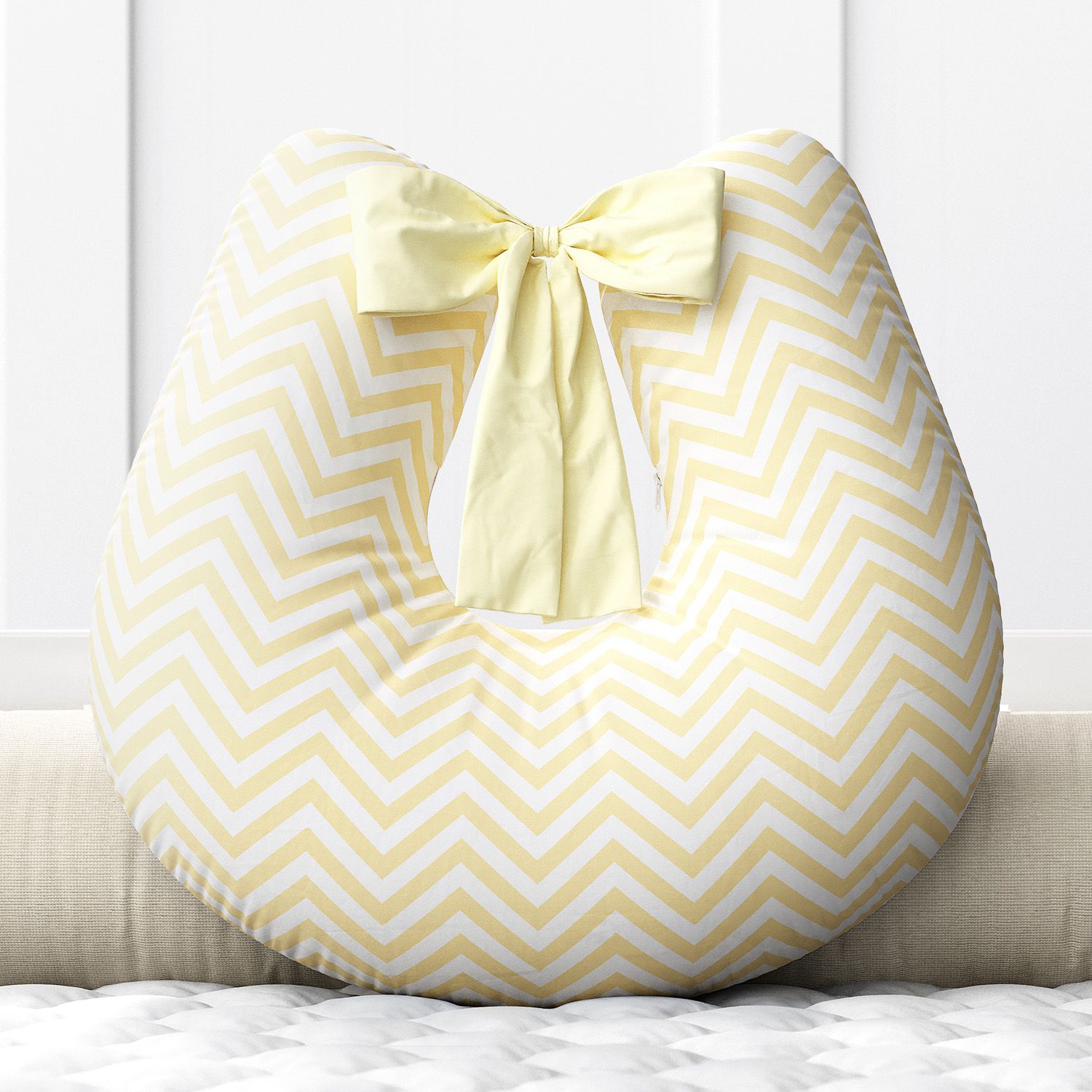 Almofada Amamentação Chevron Azul com Laço