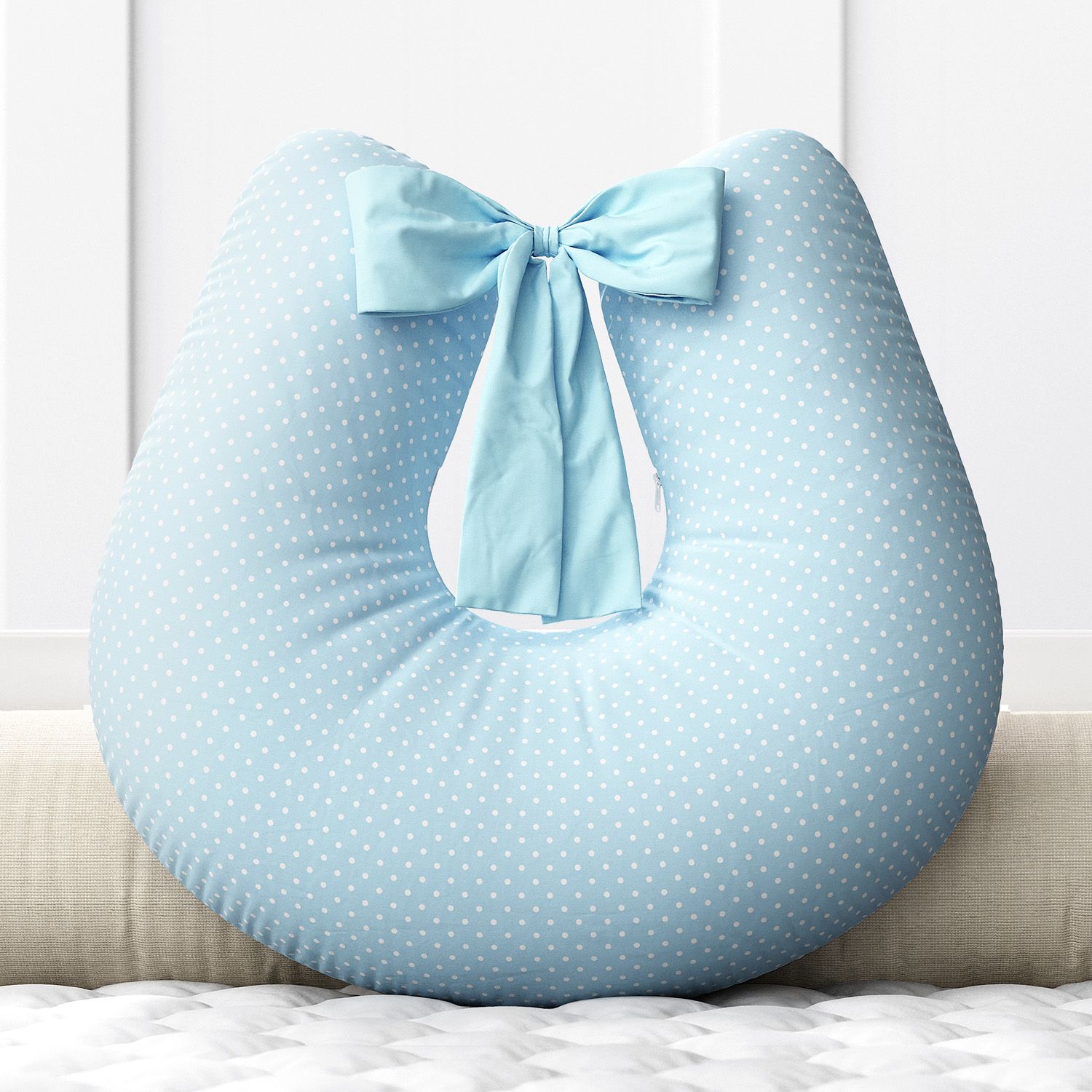 Almofada Amamentação Mini Poá Azul com Laço