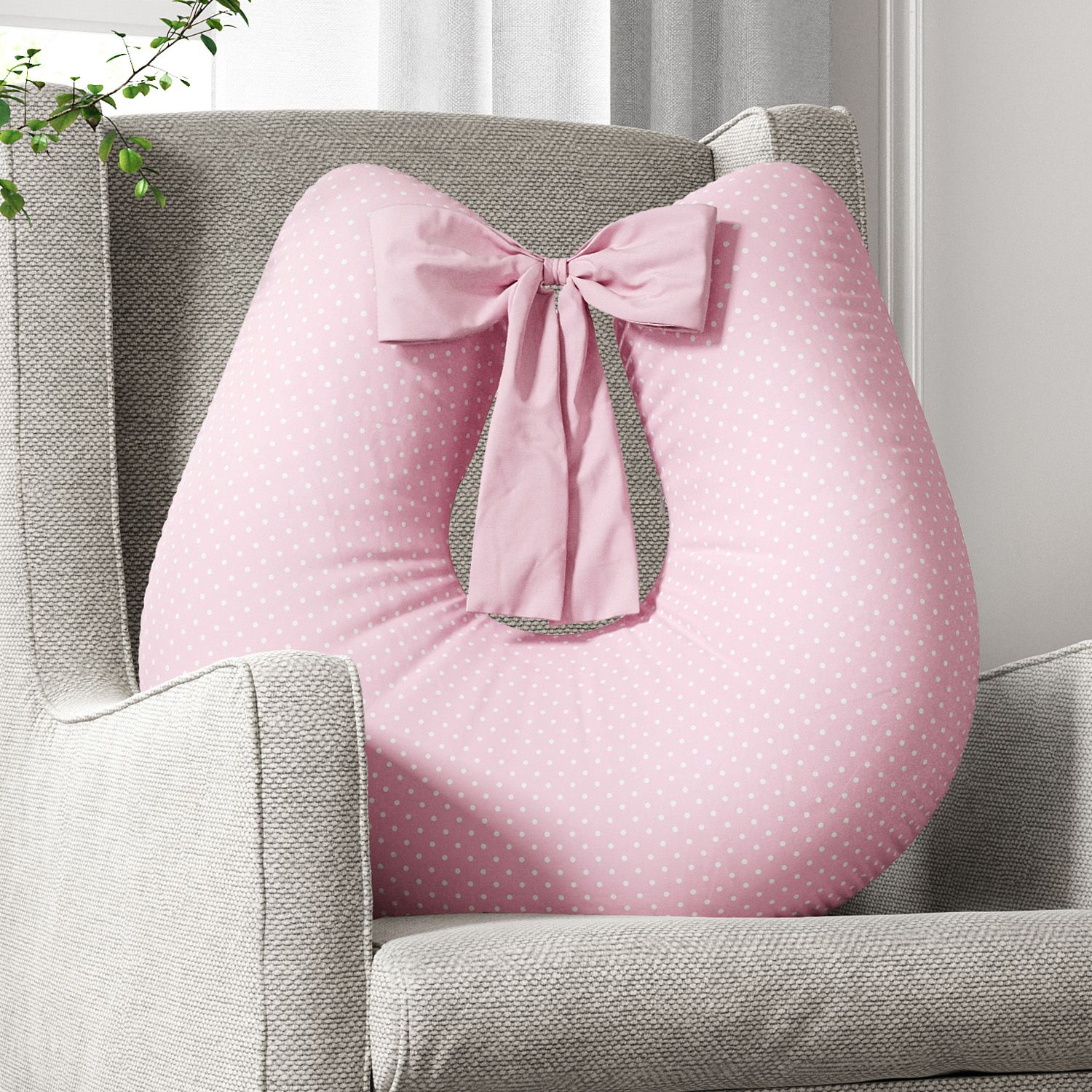 Almofada Amamentação Mini Poá Azul com Laço