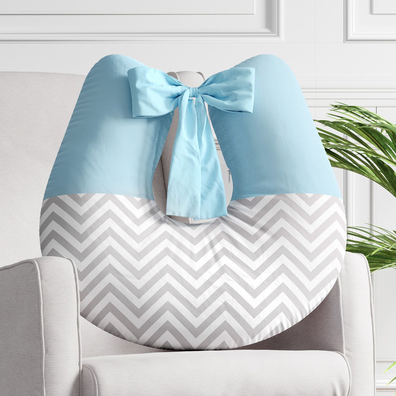 Almofada Amamentação Vermelho Chevron com Laço