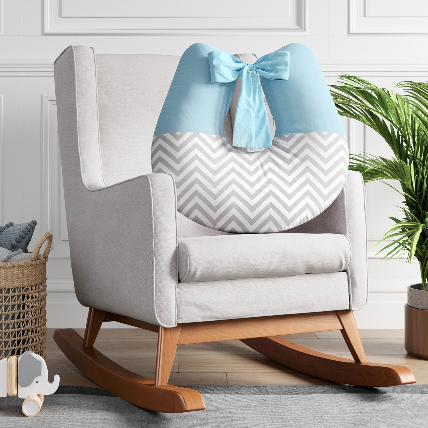 Almofada Amamentação Vermelho Chevron com Laço