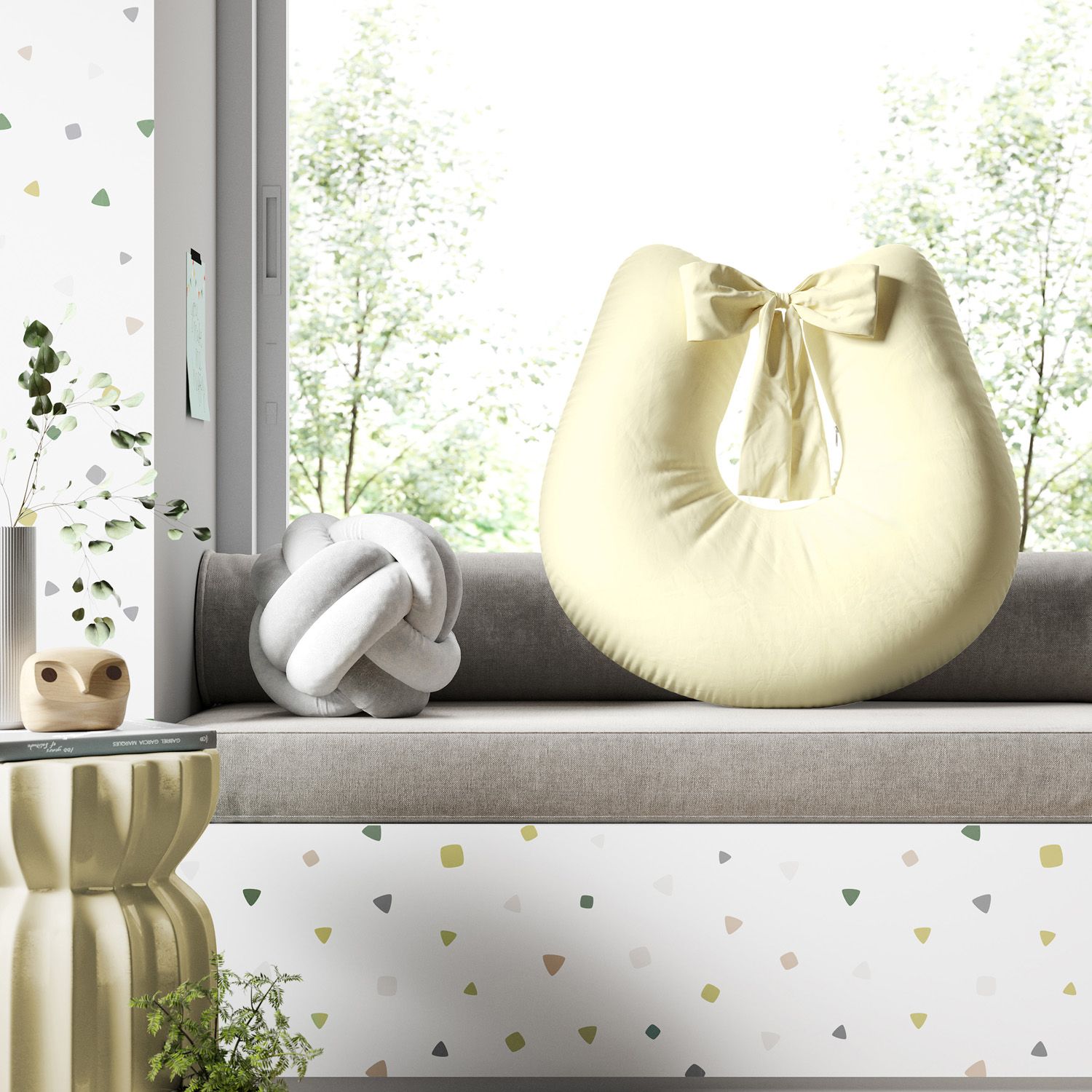 Almofada Amamentação com Laço Amarelo