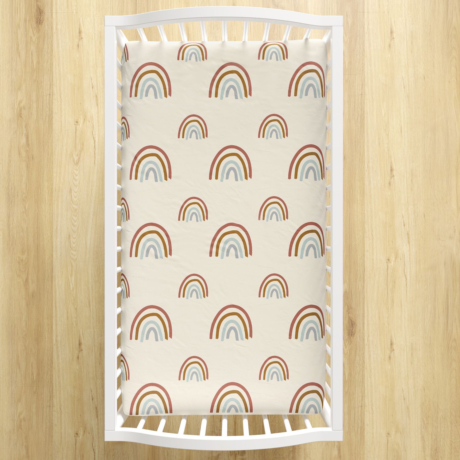 Lençol Berço com Elástico Arco-íris Boho