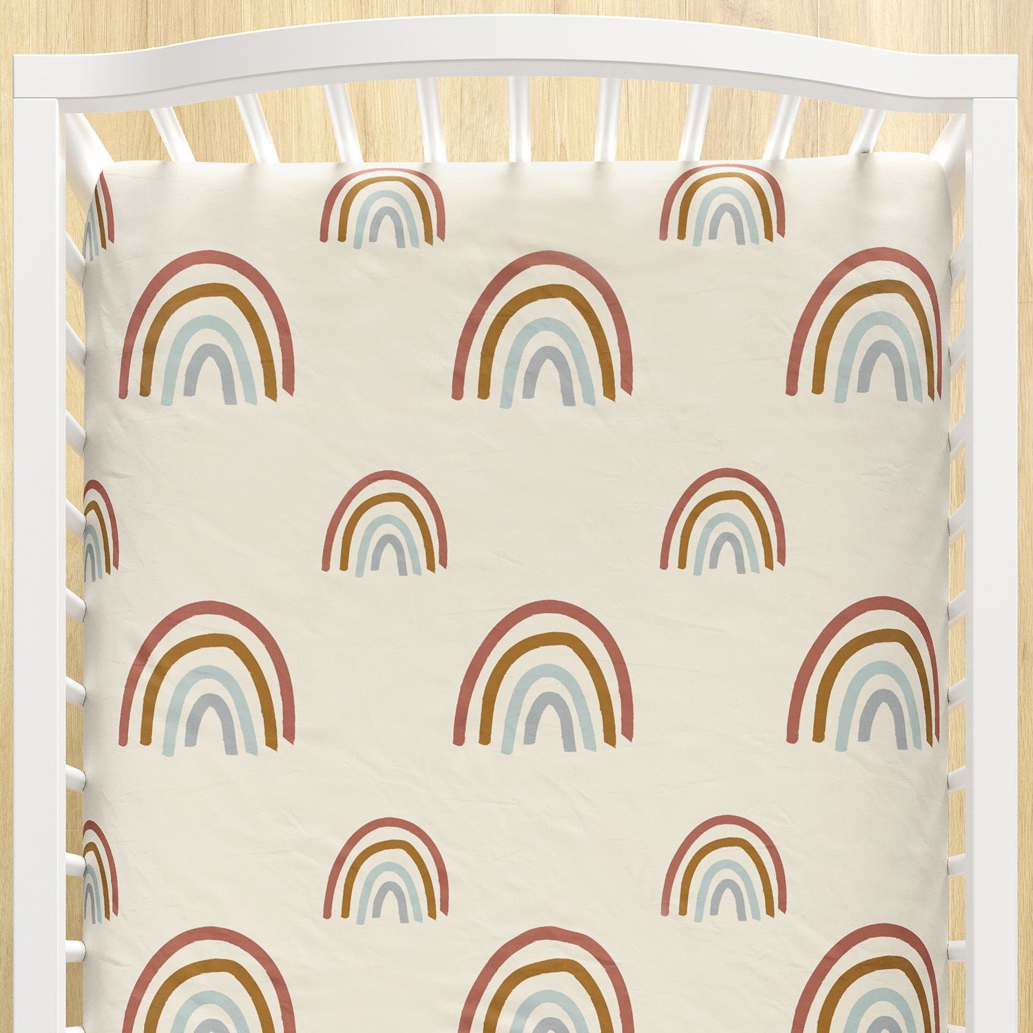 Lençol Berço com Elástico Arco-íris Boho