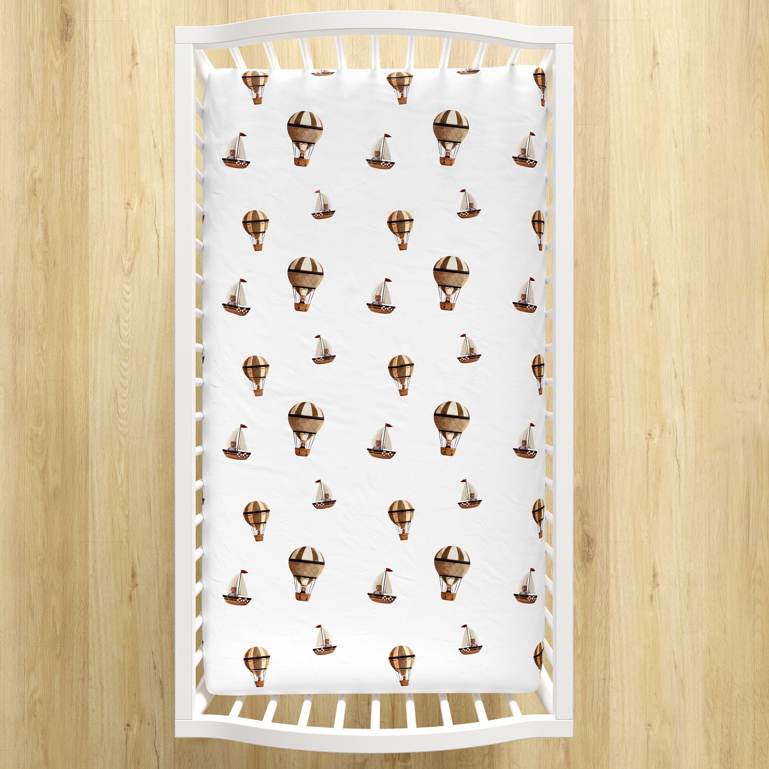 Lençol Berço com Elástico Teddy Pelo Mundo Barco e Balão