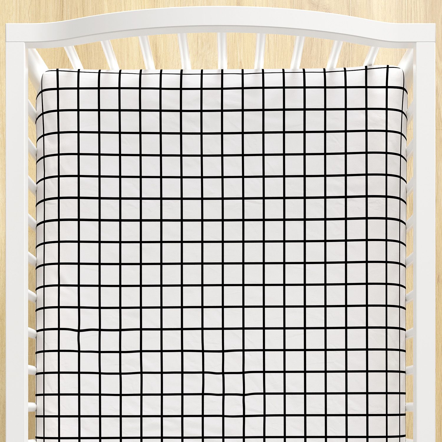 Lençol Berço com Elástico Quadriculado Preto e Branco