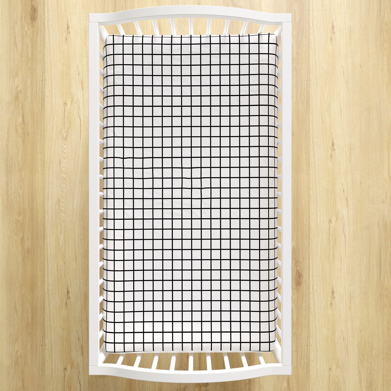 Lençol Berço com Elástico Quadriculado Preto e Branco