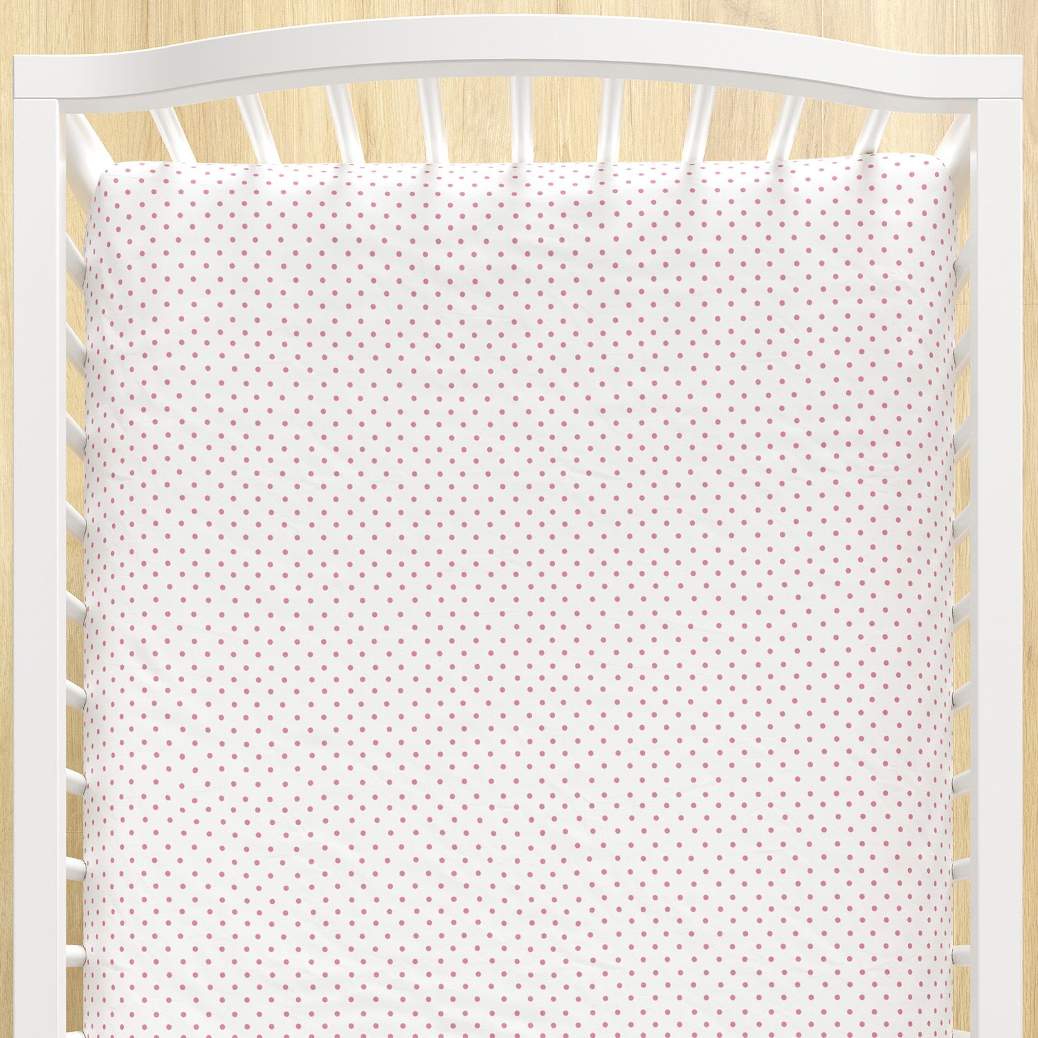 Lençol Berço com Elástico Petit Poá Branco e Rosa