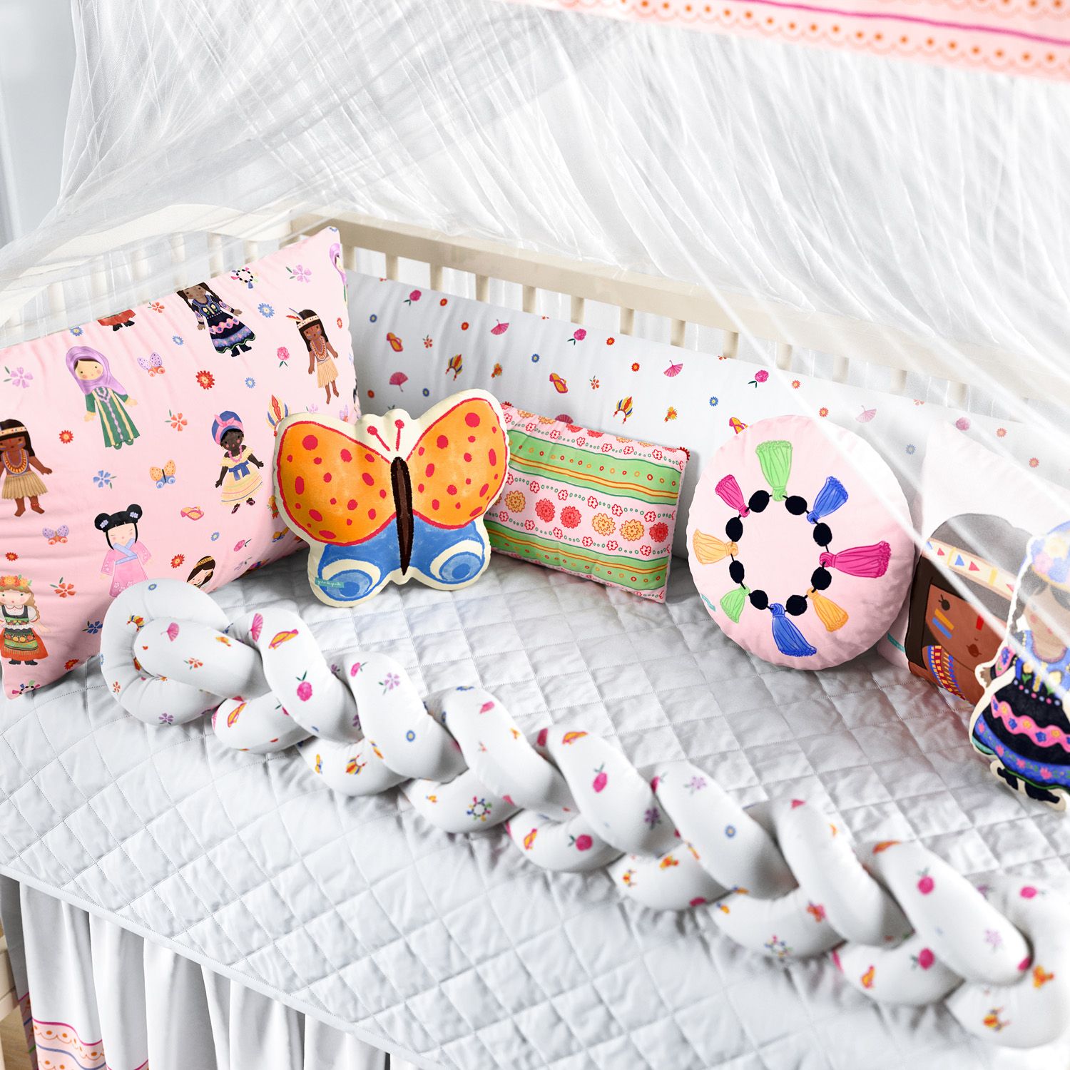 Kit Berço Trança Meninas do Mundo