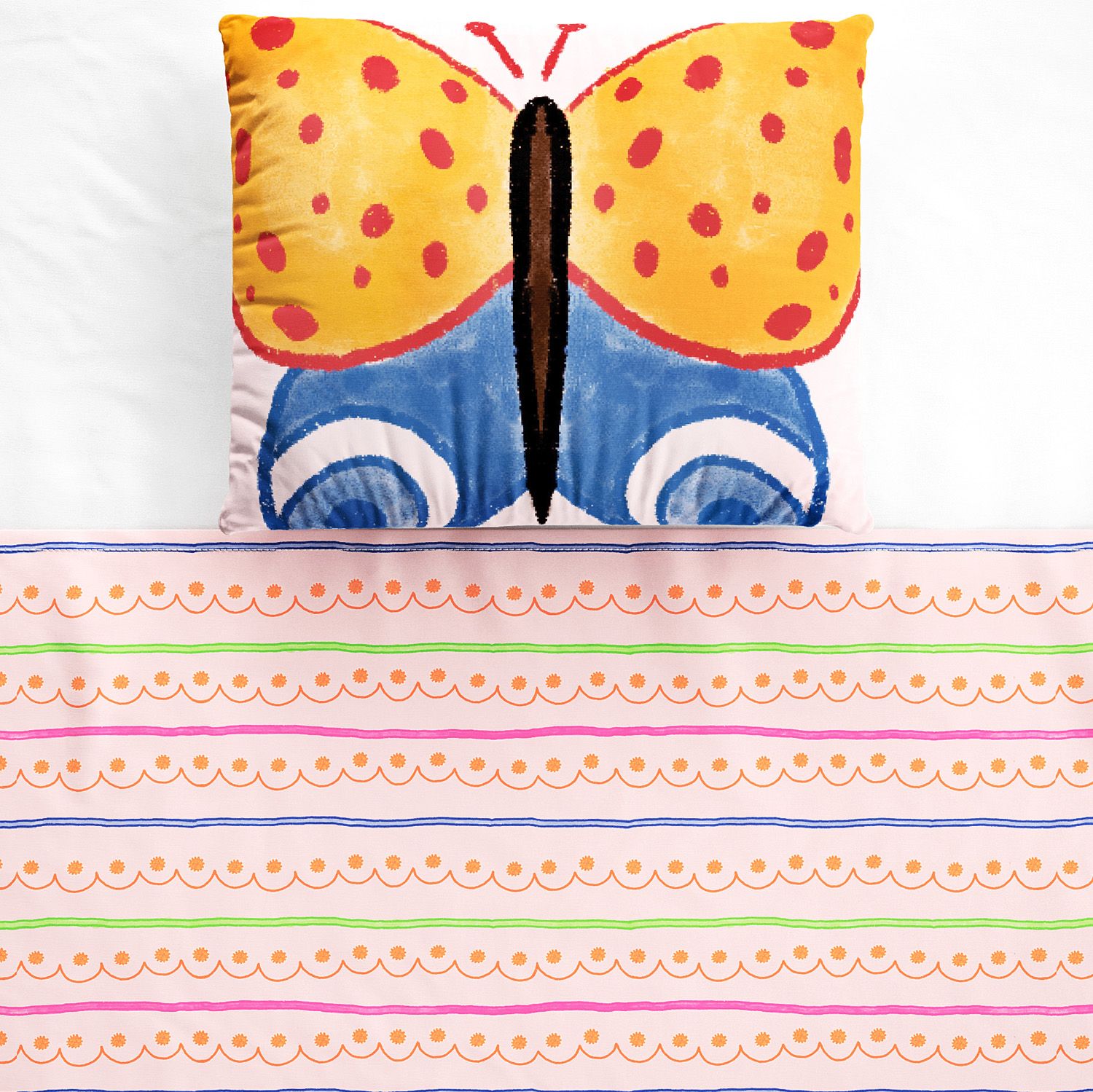 Jogo de Lençol Berço Borboleta Étnica Colorido 3 Peças