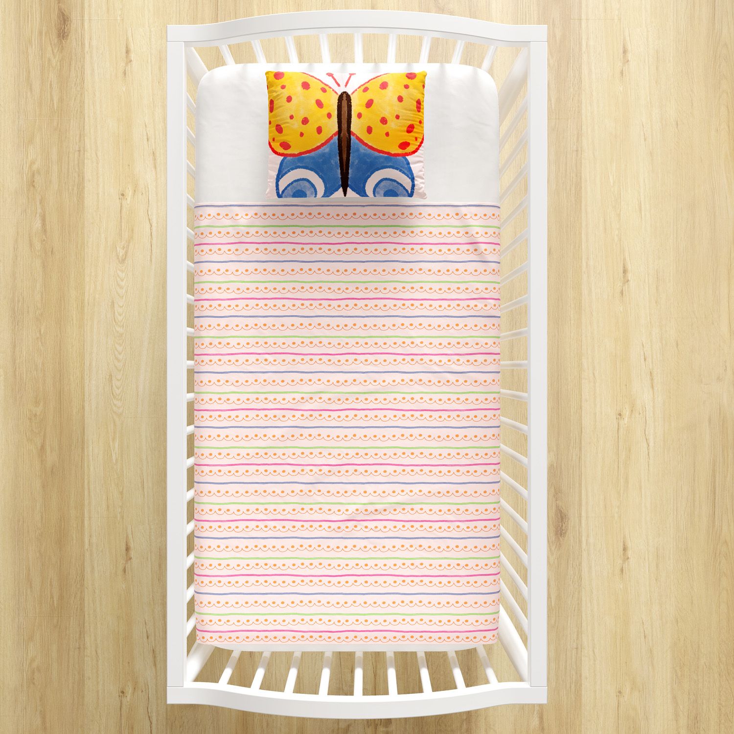 Jogo de Lençol Berço Borboleta Étnica Colorido 3 Peças