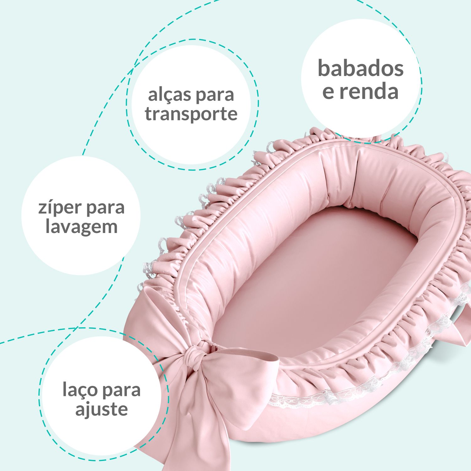 Ninho para Bebê Redutor de Berço Azul Clássico 80cm