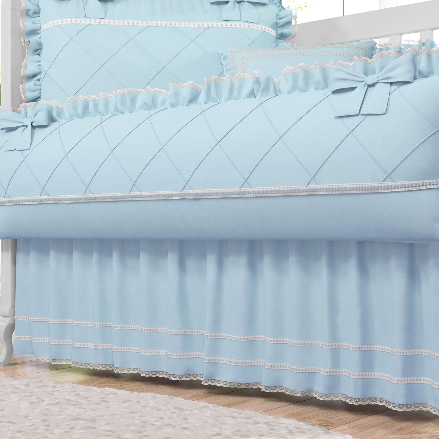 Saia de Berço Barra Passa Fita e Renda Branco