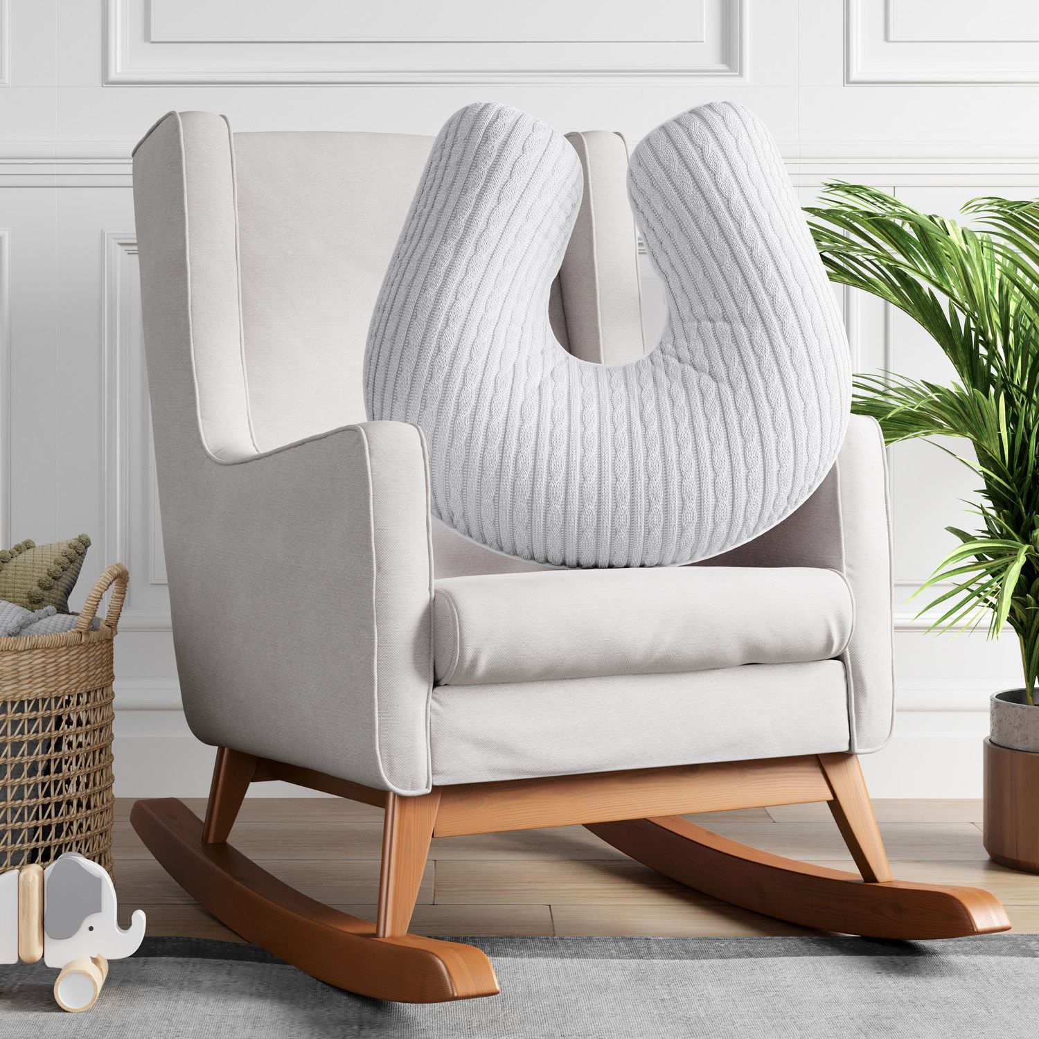 Almofada Amamentação Tricot Trança Branco