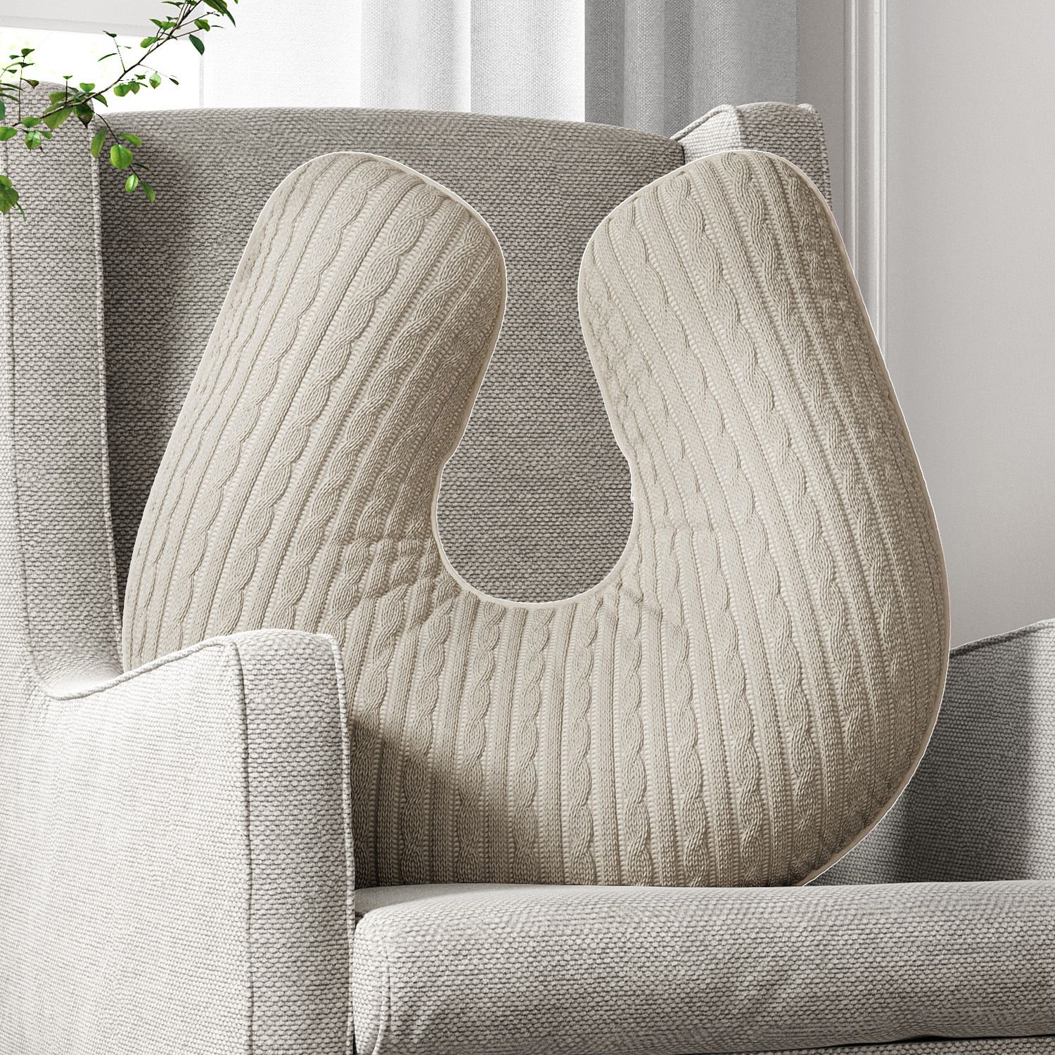 Almofada Amamentação Tricot Trança Branco